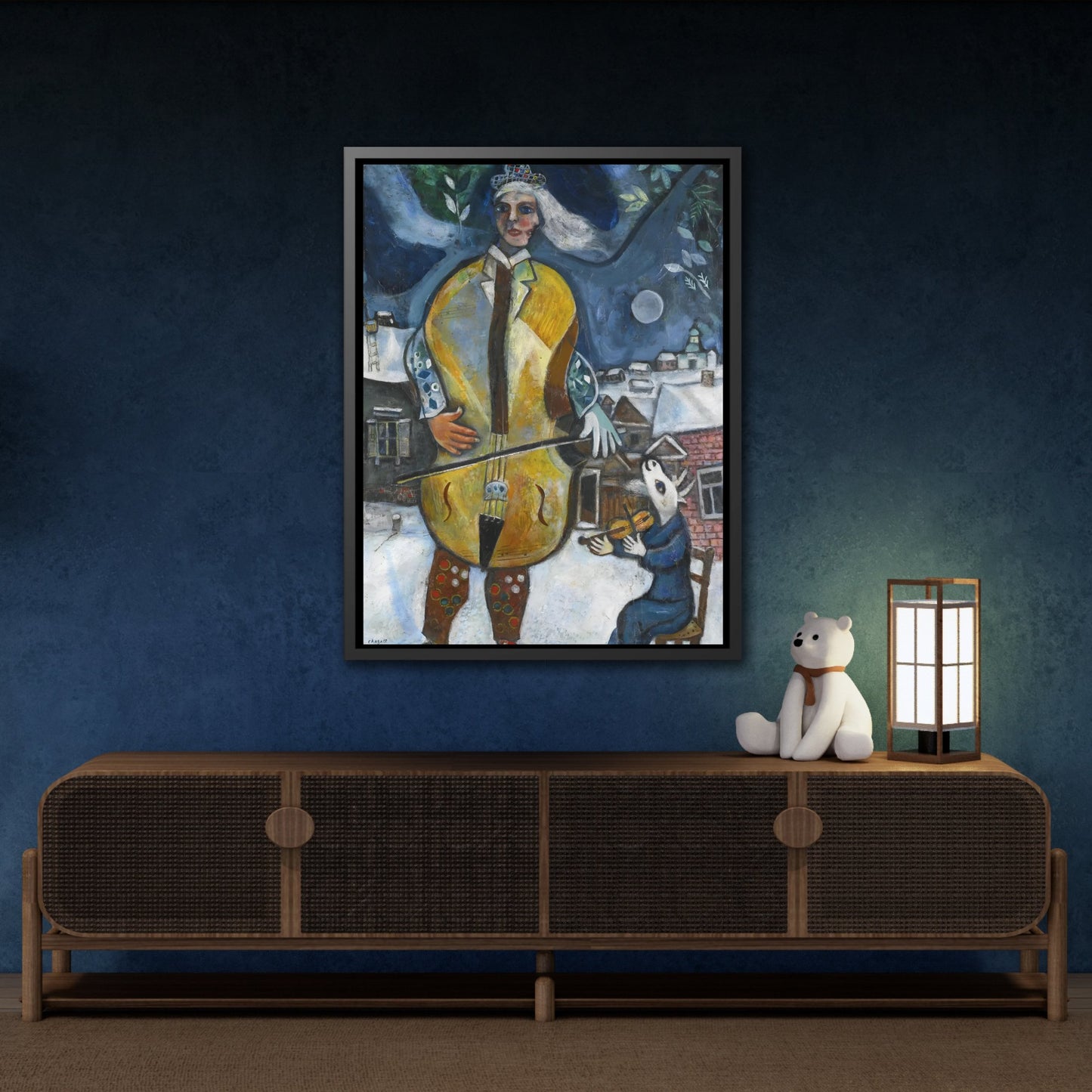 Violin Cellist Artwork Canvas Print - Stretched Music Wall Art by Marc Chagall