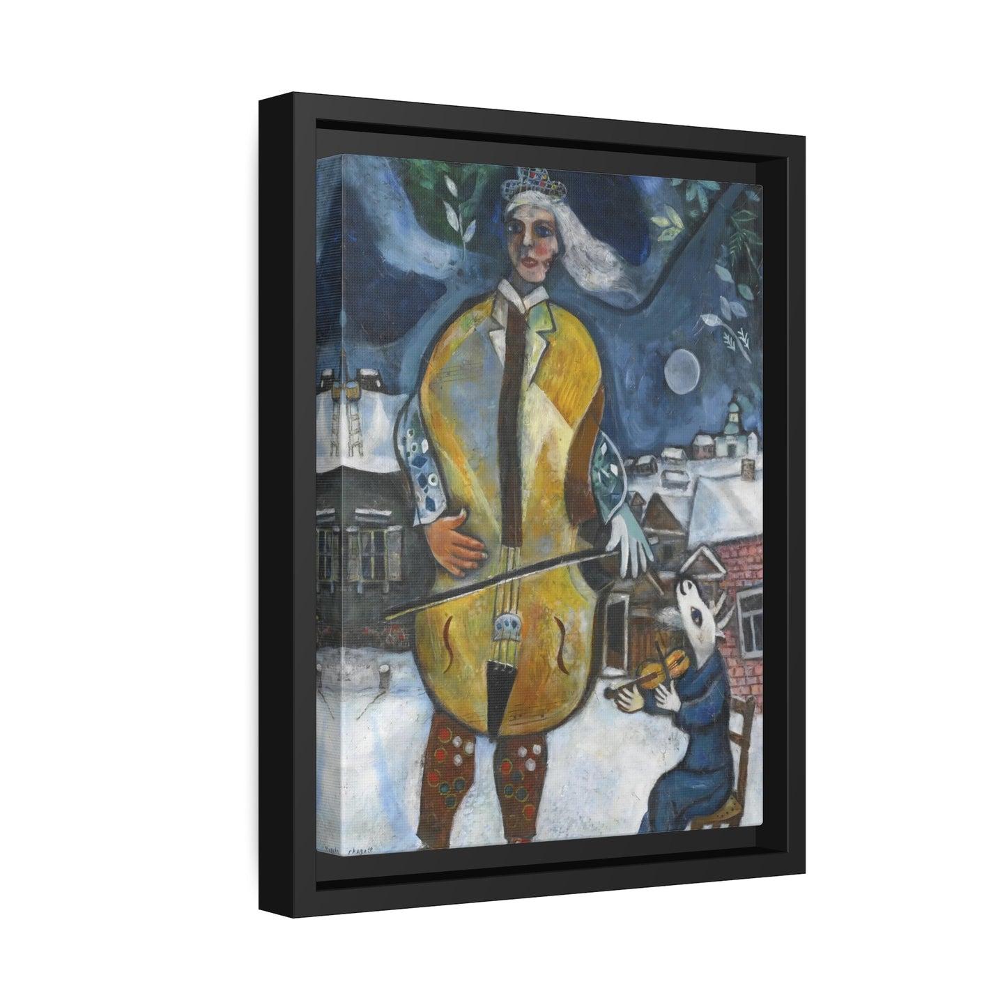 Violin Cellist Artwork Canvas Print - Stretched Music Wall Art by Marc Chagall