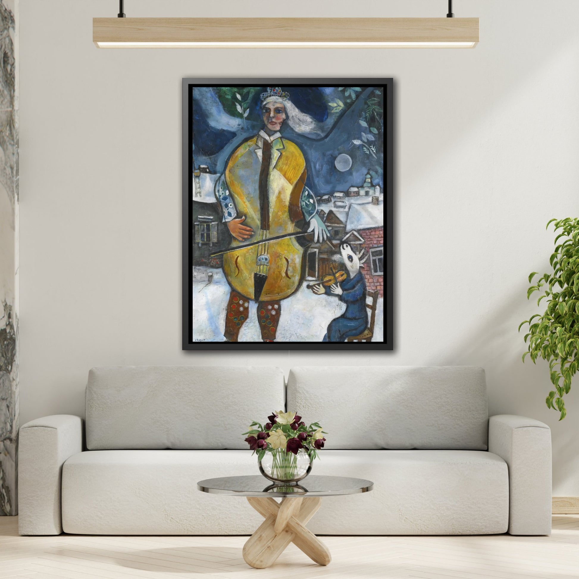 Violin Cellist Artwork Canvas Print - Stretched Music Wall Art by Marc Chagall