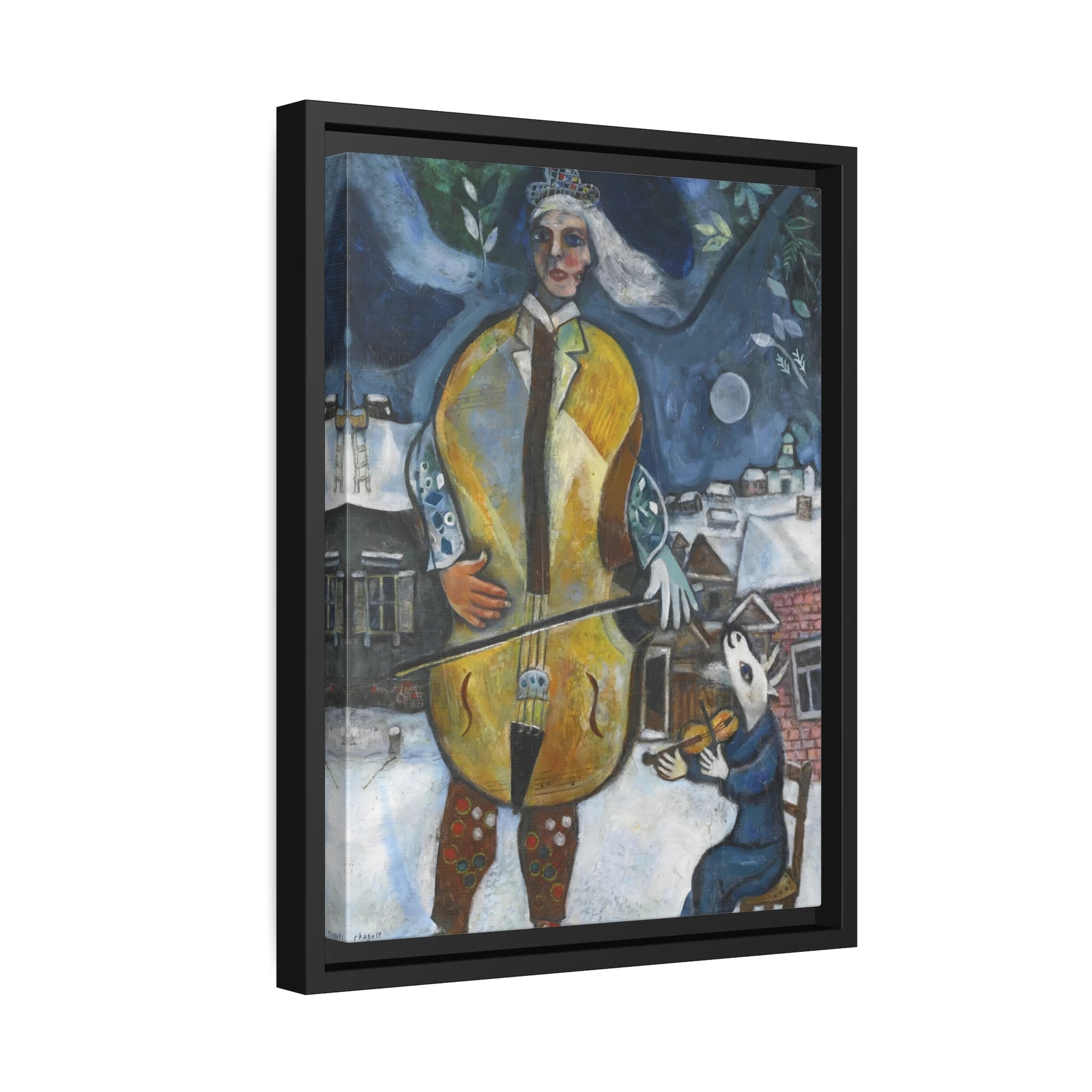 Violin Cellist Artwork Canvas Print - Stretched Music Wall Art by Marc Chagall