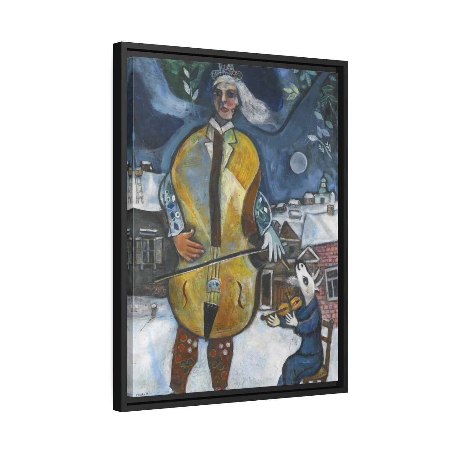 Violin Cellist Artwork Canvas Print - Stretched Music Wall Art by Marc Chagall