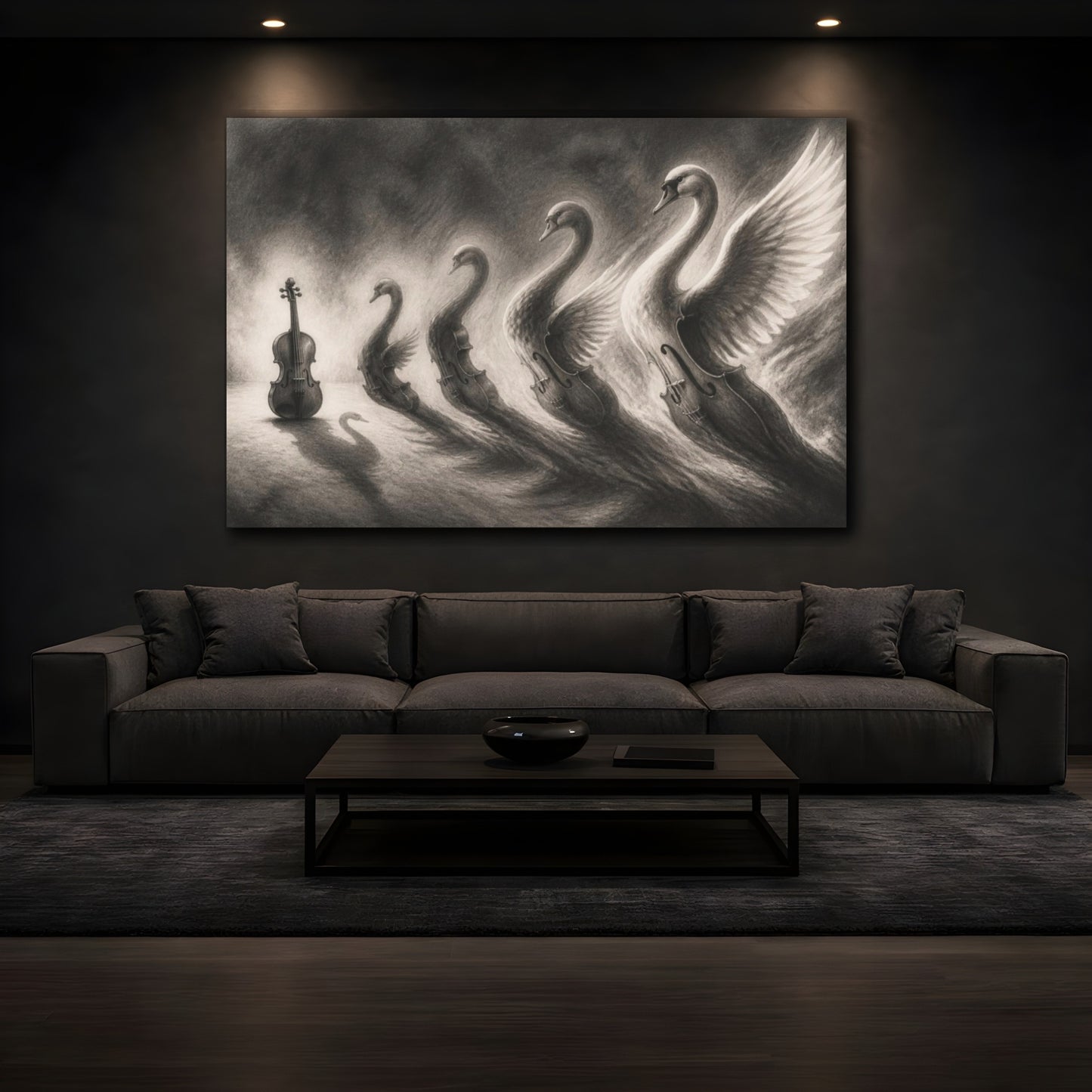 Mockup 3. Violin Swan Illusion shown as canvas print