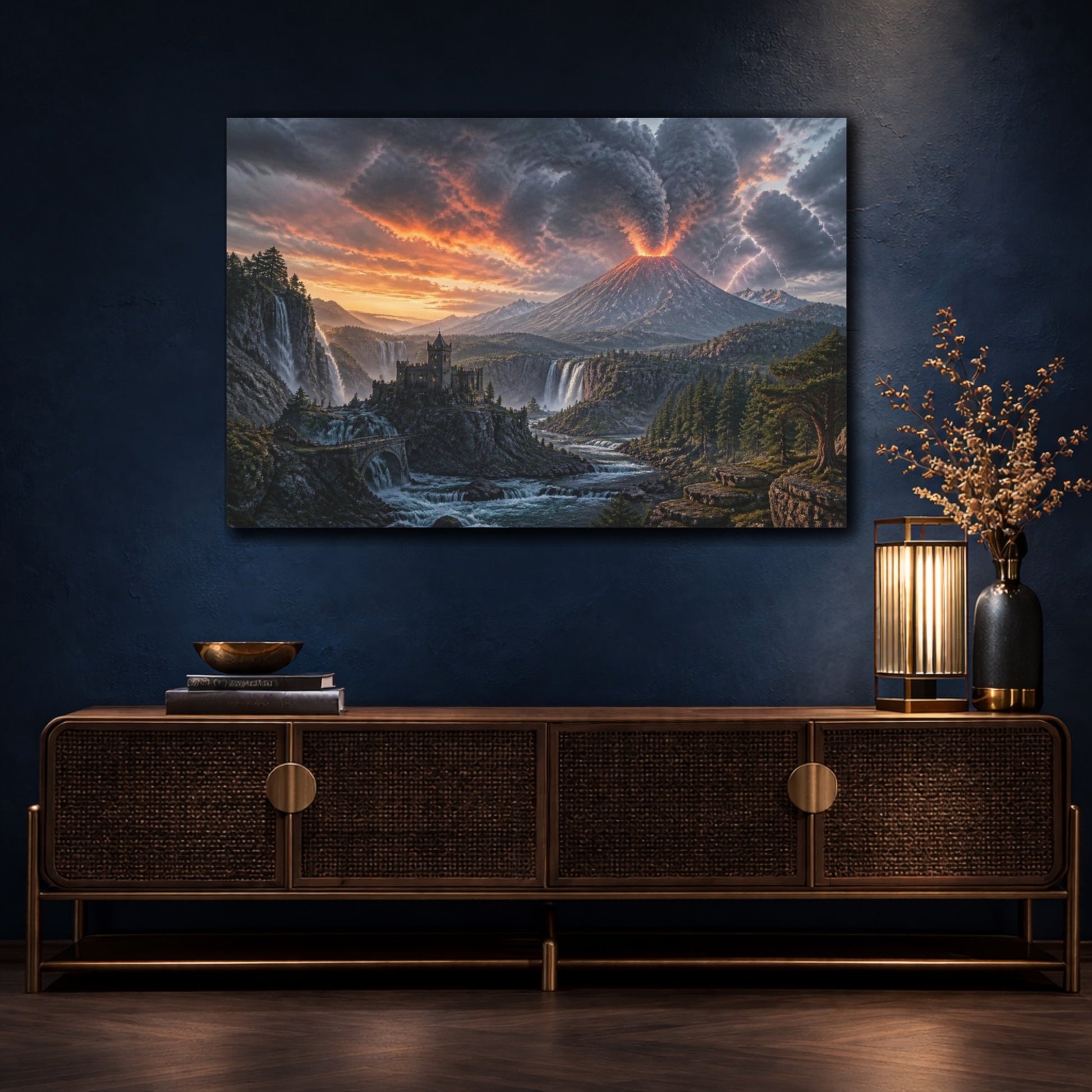 Mockup 4. Volcanic Landscape At Dusk shown as canvas print