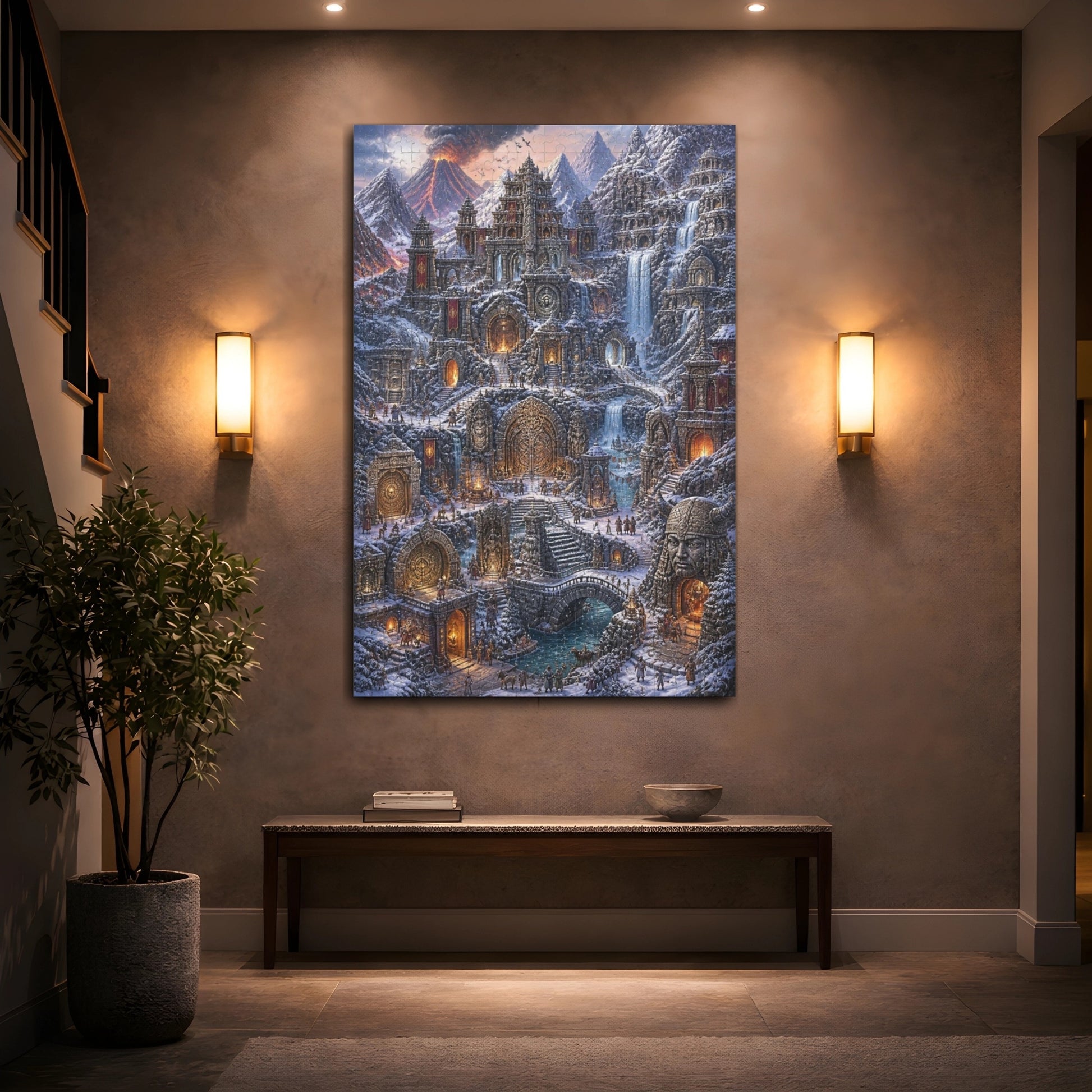 Mockup 2. Volcanic Snowbound Citadel shown as canvas print