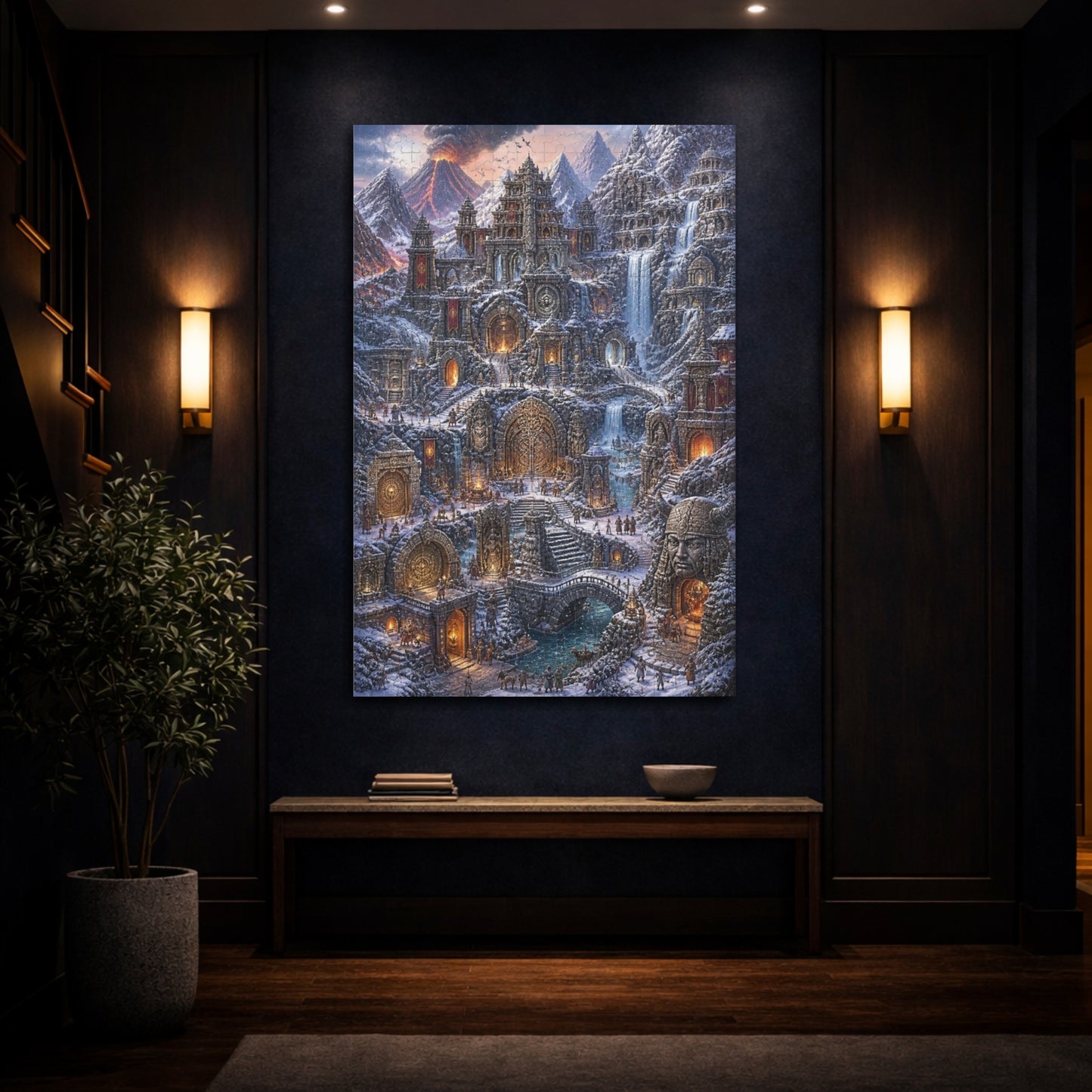 Mockup 4. Volcanic Snowbound Citadel shown as canvas print