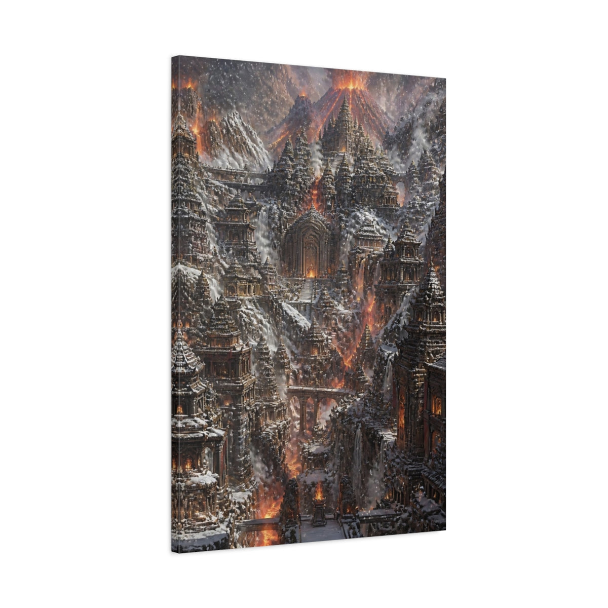 Main Mockup. Volcanic Temple Citadel shown as canvas print