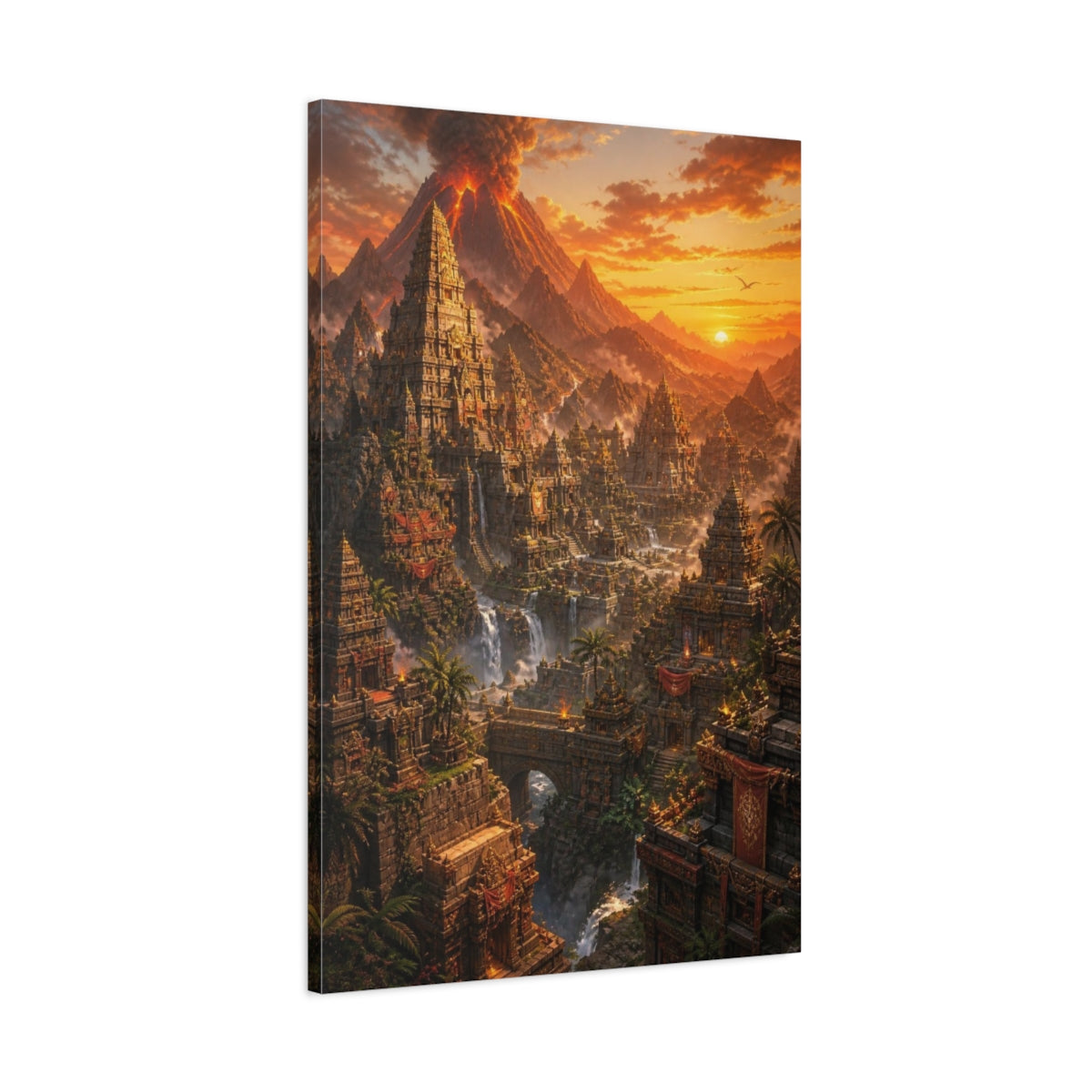 Main Mockup. Volcanic Temple Citadel shown as canvas print