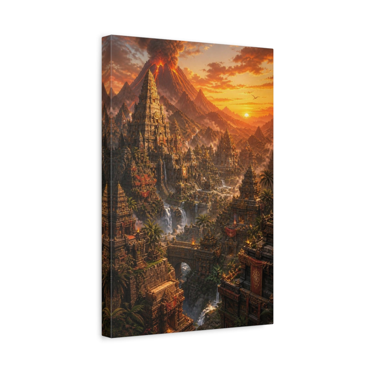 Side Mockup 4. Volcanic Temple Citadel shown as canvas print