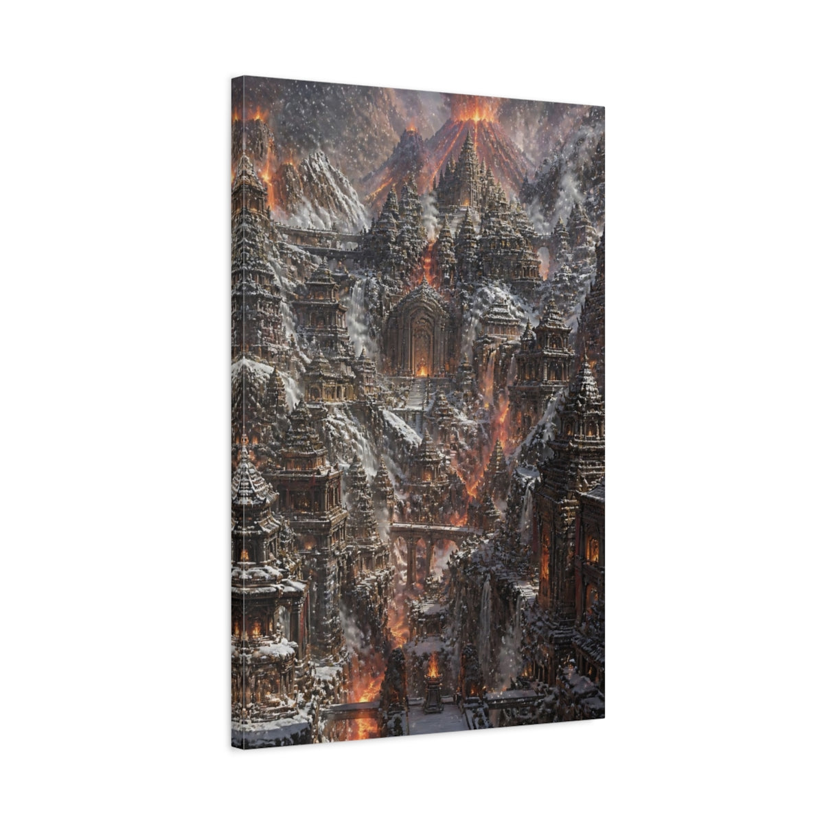 Side Mockup 2. Volcanic Temple Citadel shown as canvas print