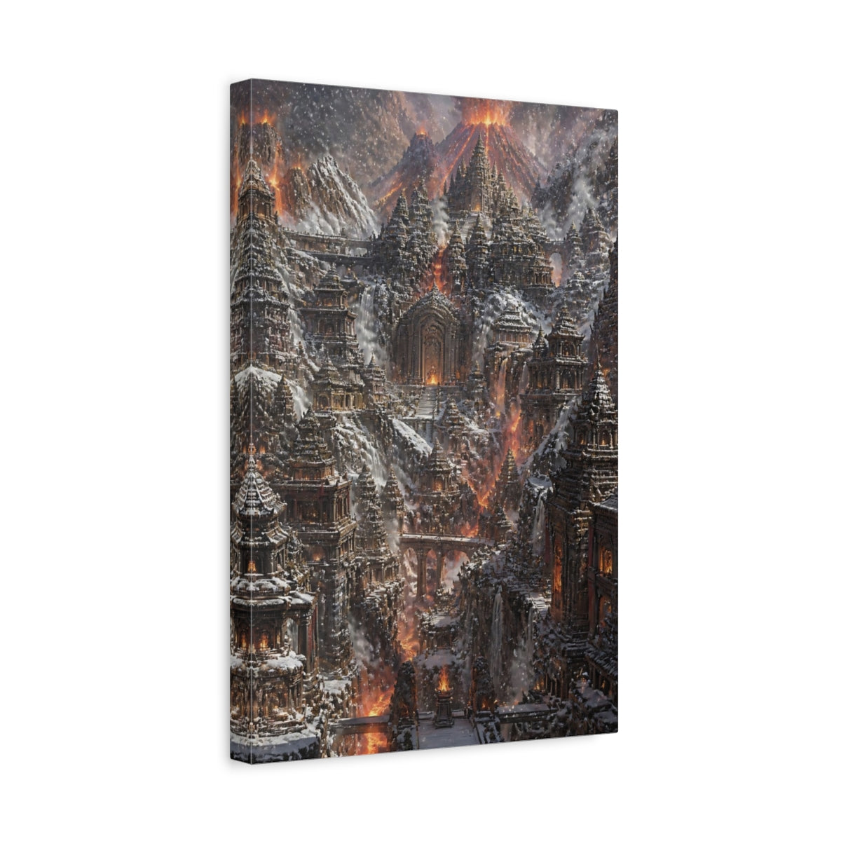 Side Mockup 4. Volcanic Temple Citadel shown as canvas print