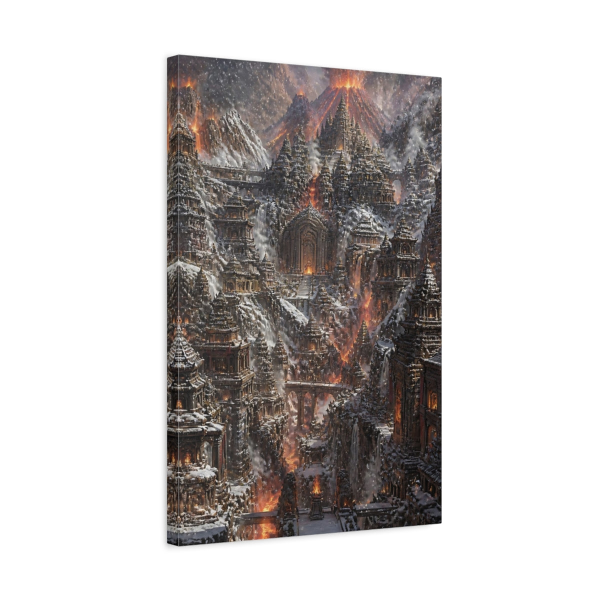 Side Mockup 3. Volcanic Temple Citadel shown as canvas print