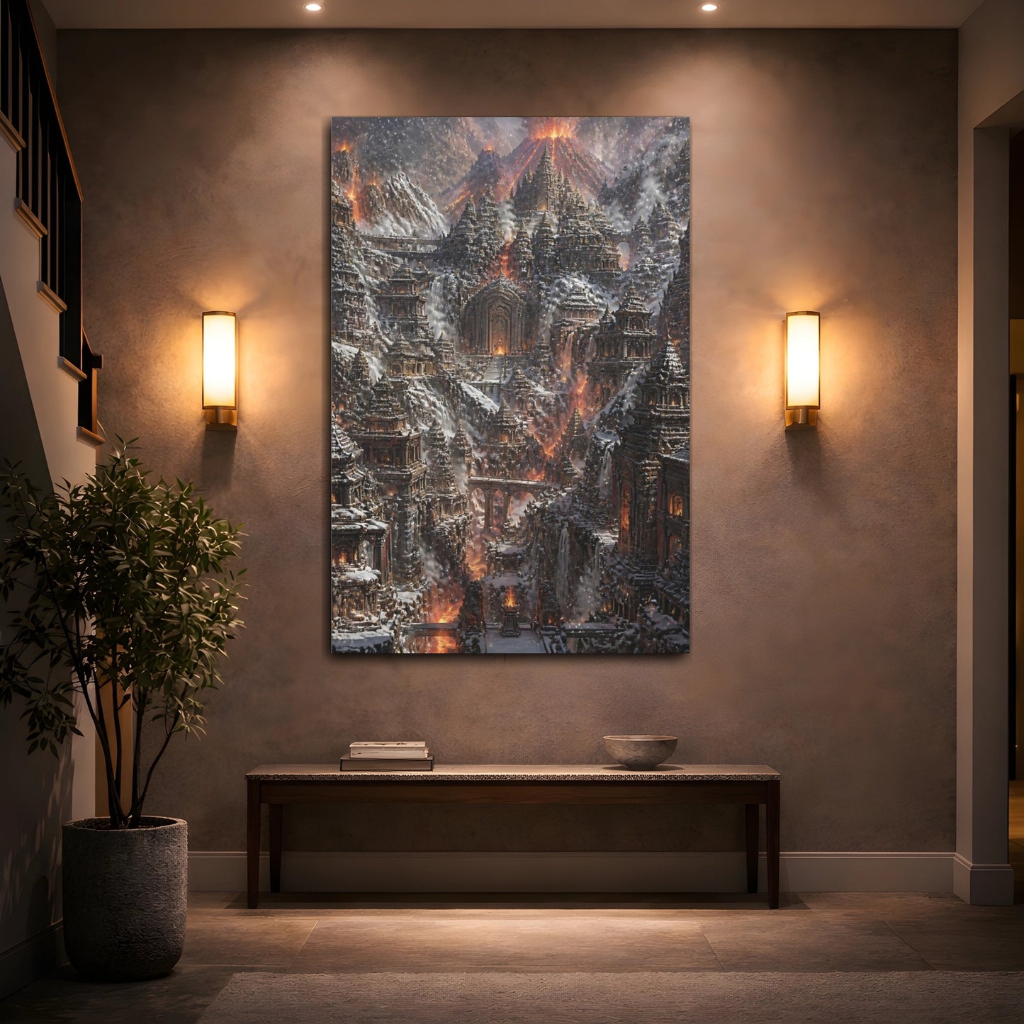 Mockup 2. Volcanic Temple Citadel shown as canvas print