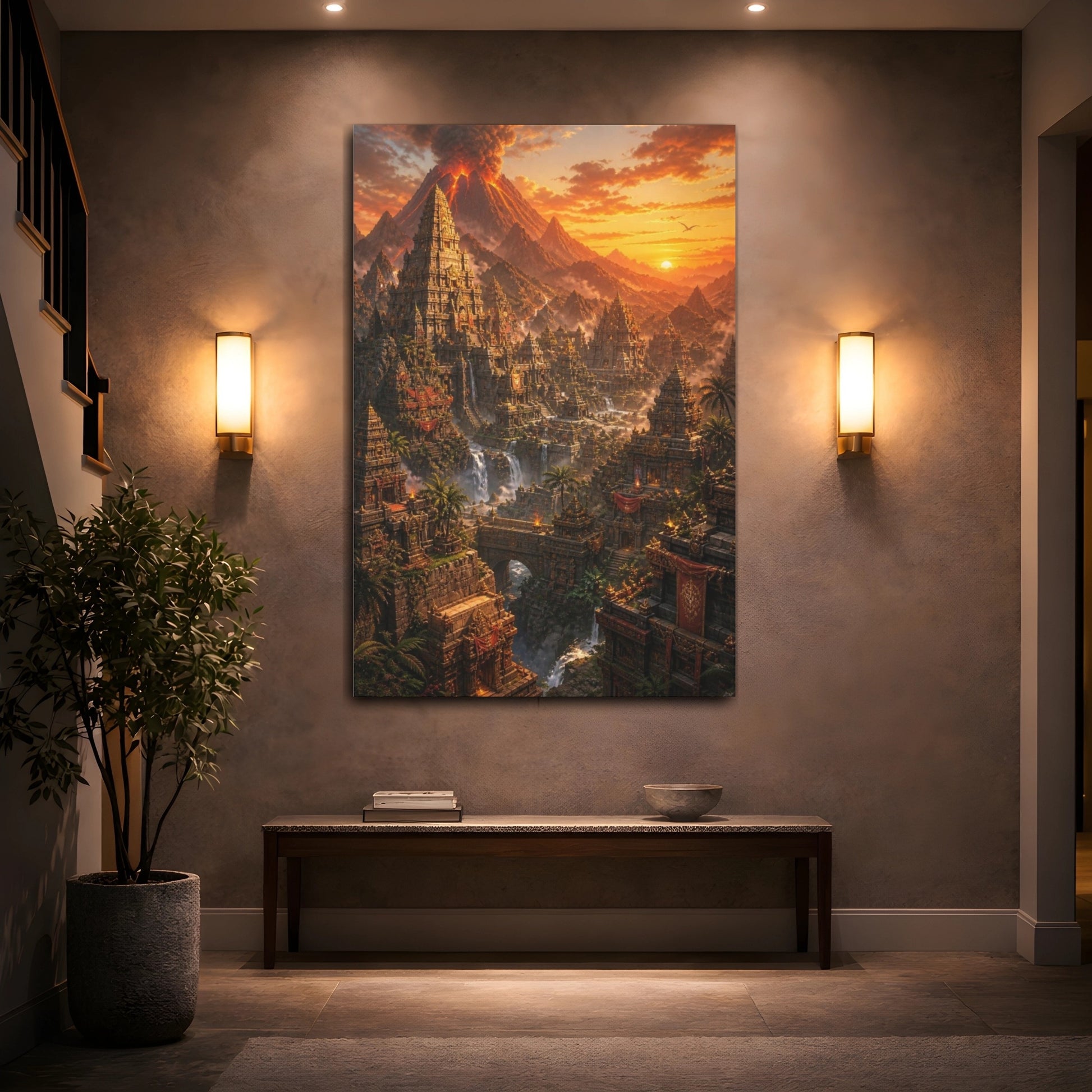 Mockup 2. Volcanic Temple Citadel shown as canvas print