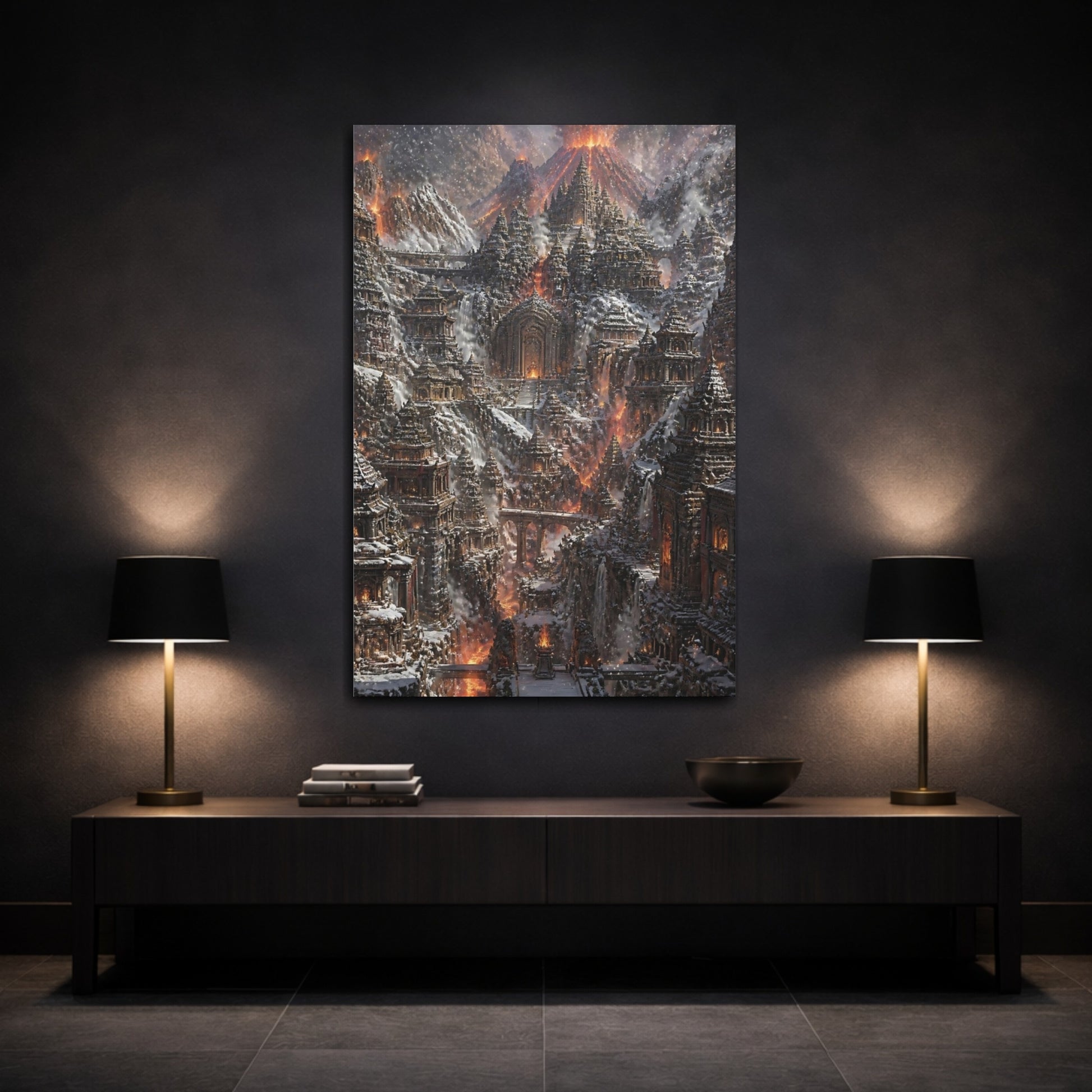 Mockup 3. Volcanic Temple Citadel shown as canvas print