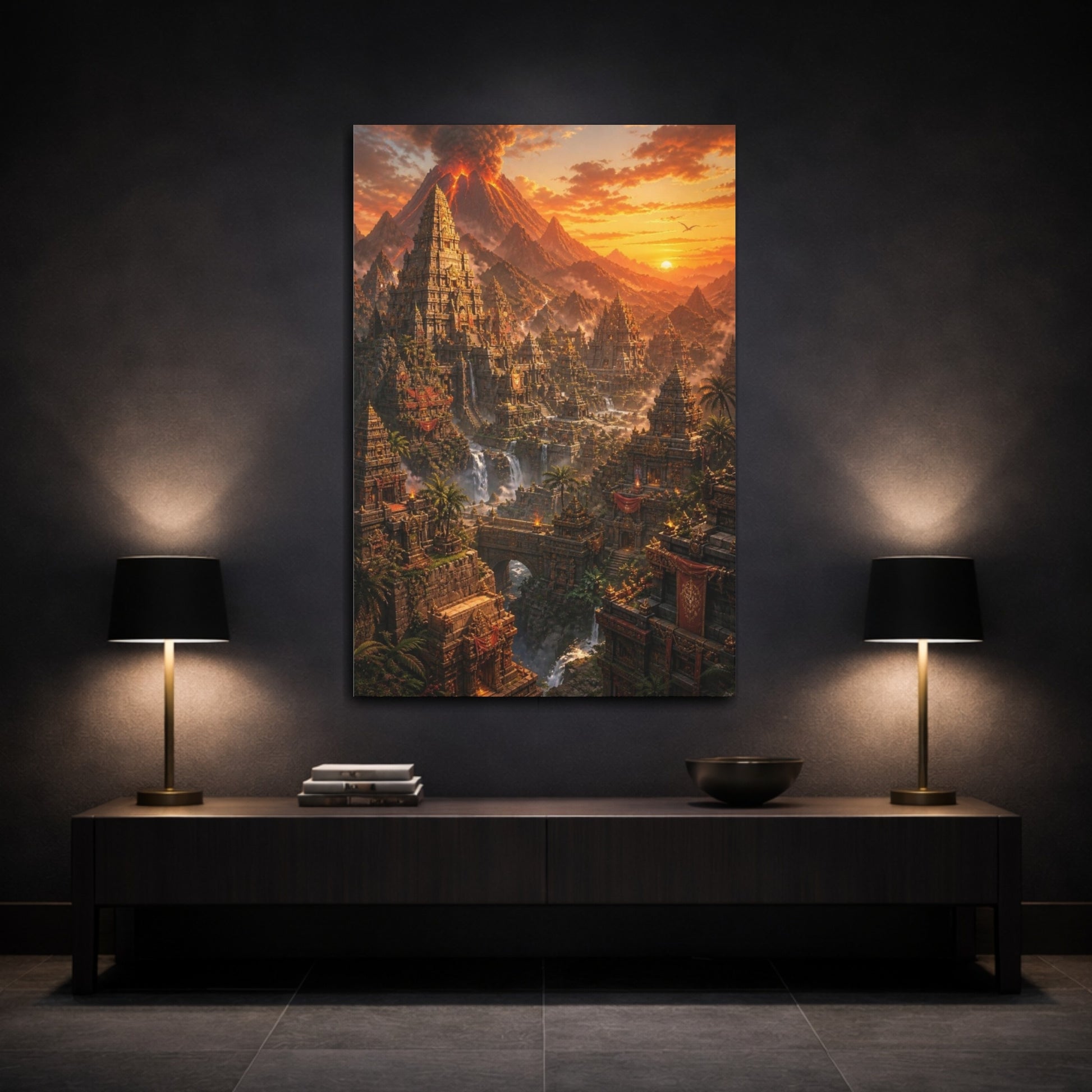 Mockup 3. Volcanic Temple Citadel shown as canvas print