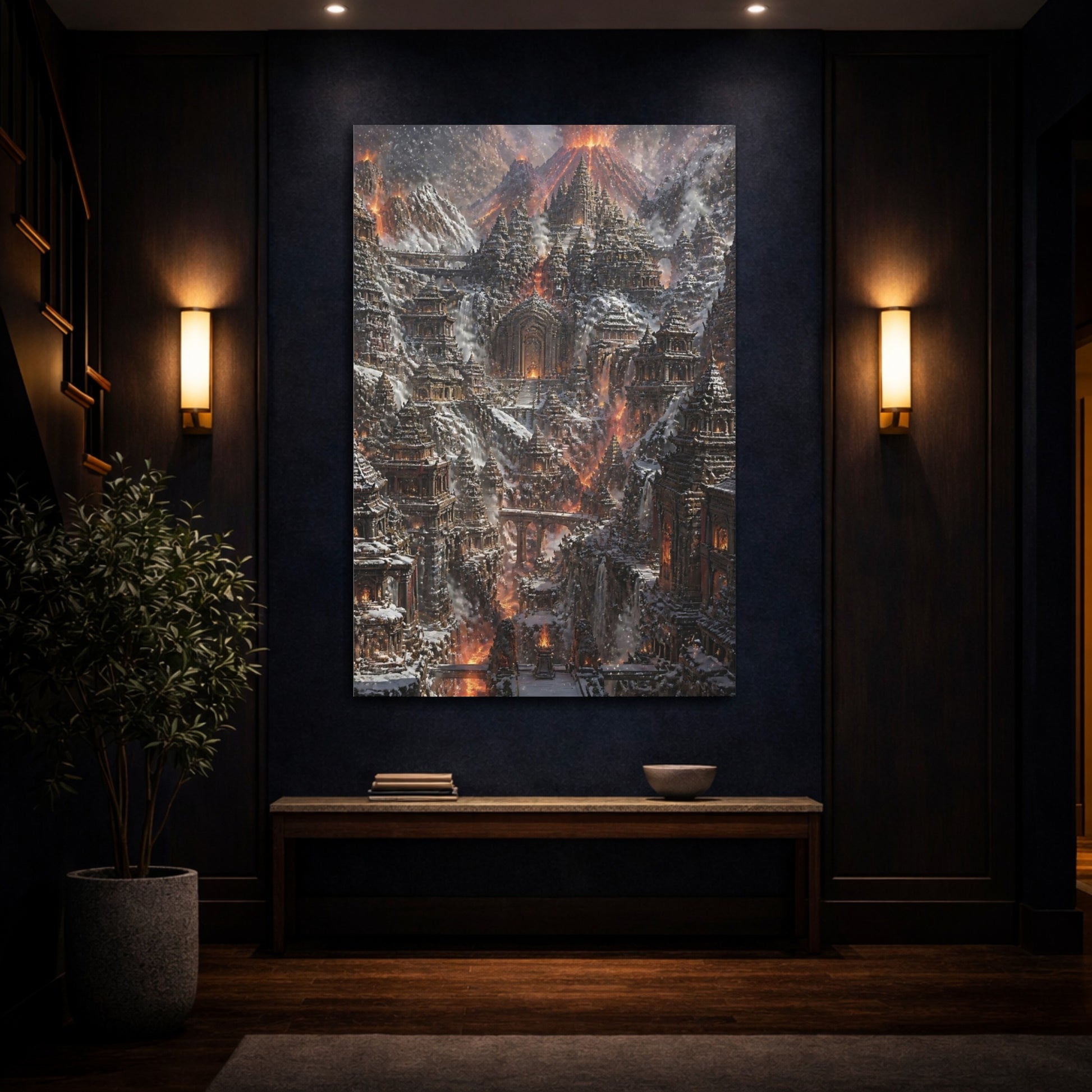 Mockup 4. Volcanic Temple Citadel shown as canvas print