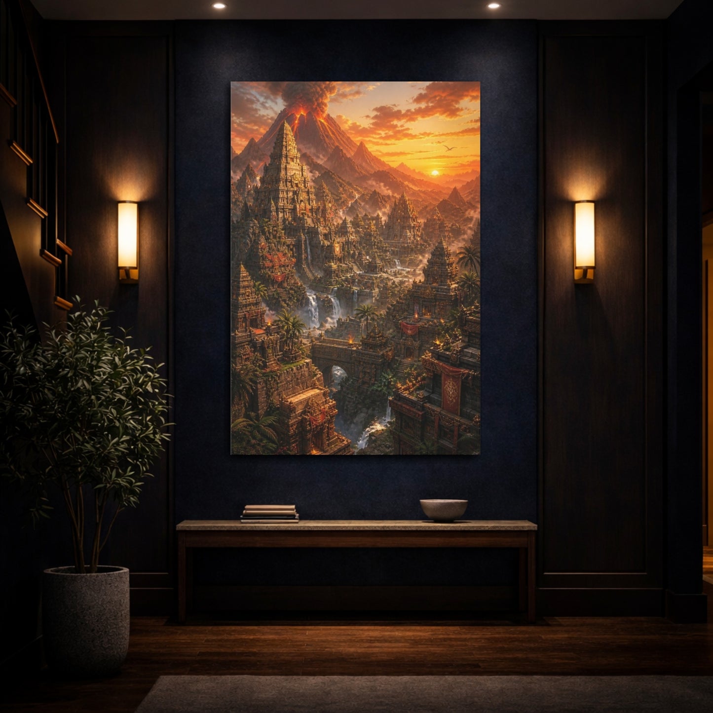 Mockup 4. Volcanic Temple Citadel shown as canvas print