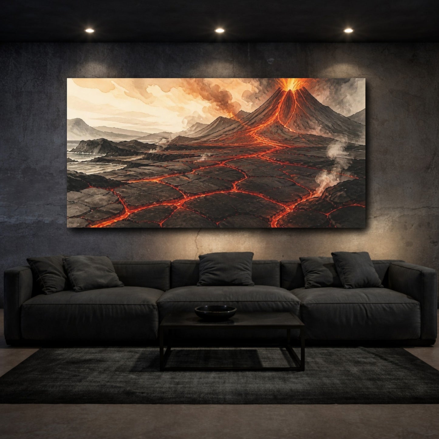 Mockup 3. Volcano Nature Scene shown as canvas print