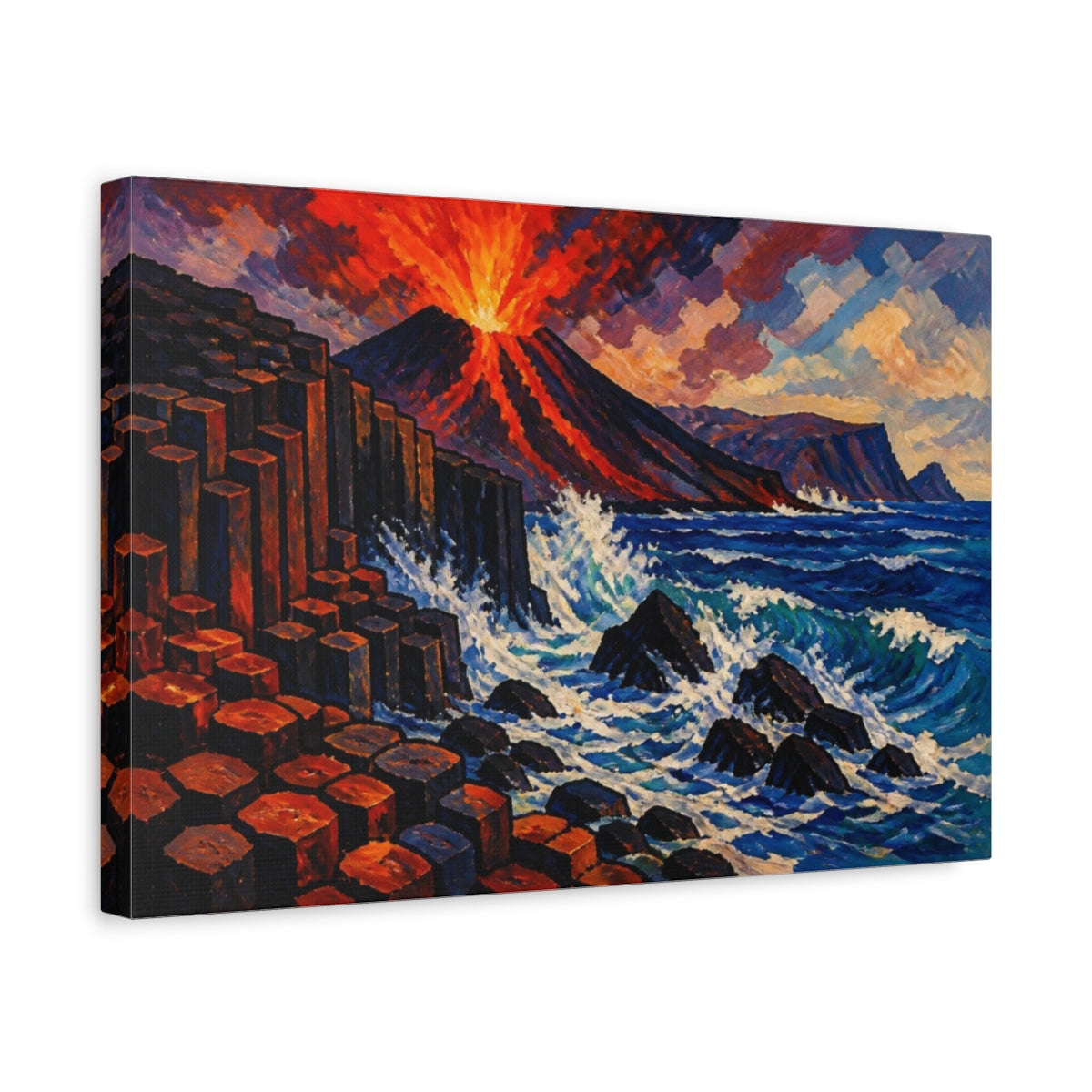 Side Mockup 4. Volcano Nature Shoreline shown as canvas print
