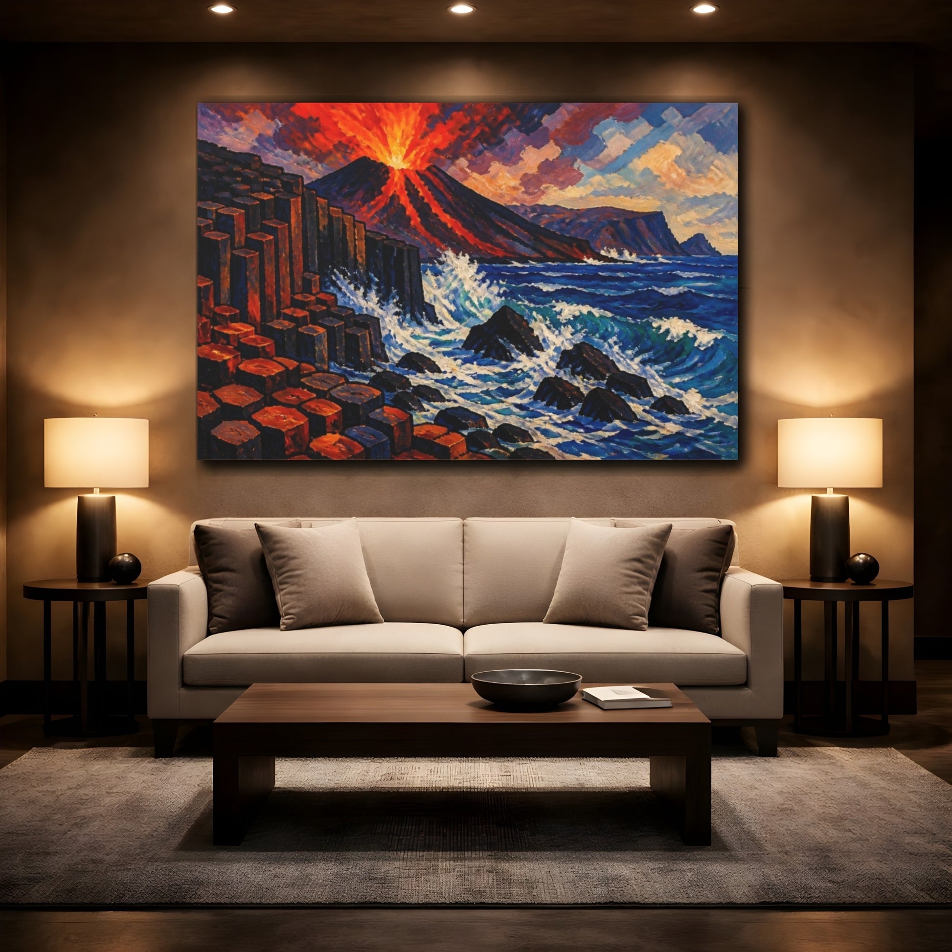 Mockup 2. Volcano Nature Shoreline shown as canvas print