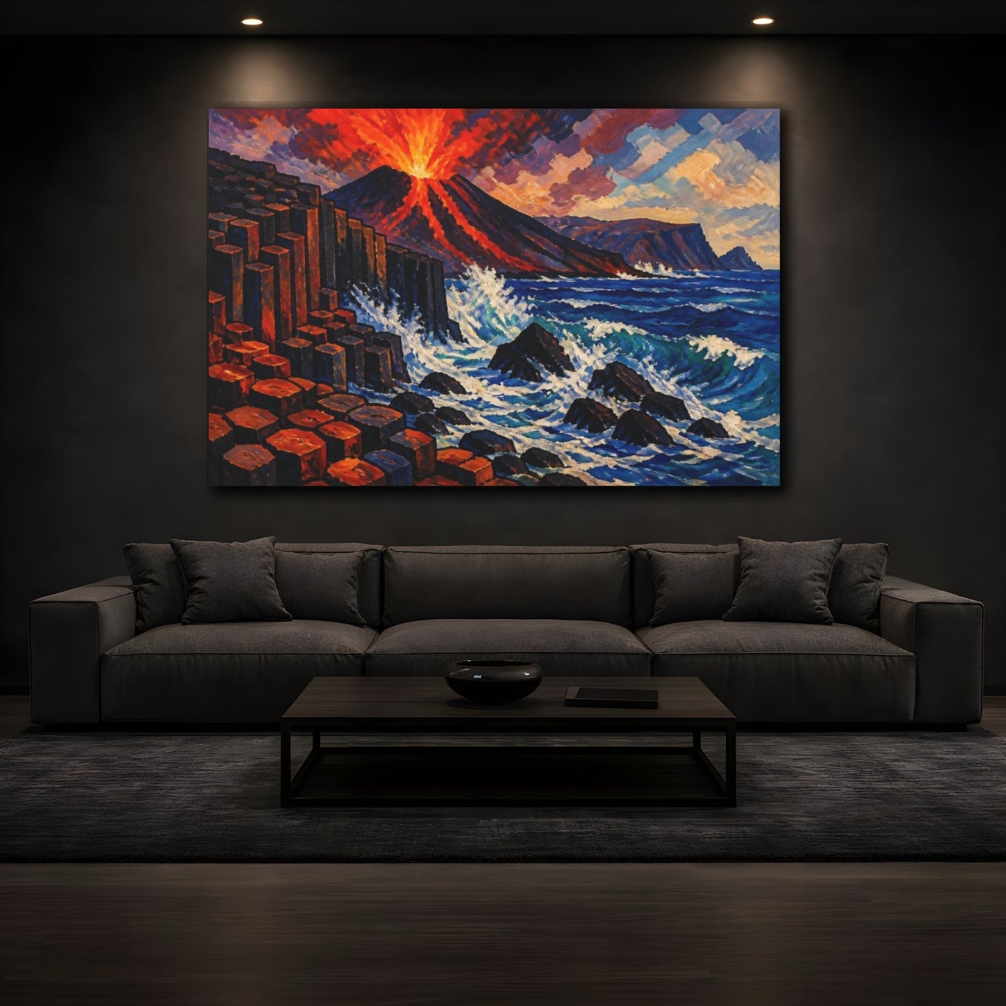 Mockup 3. Volcano Nature Shoreline shown as canvas print