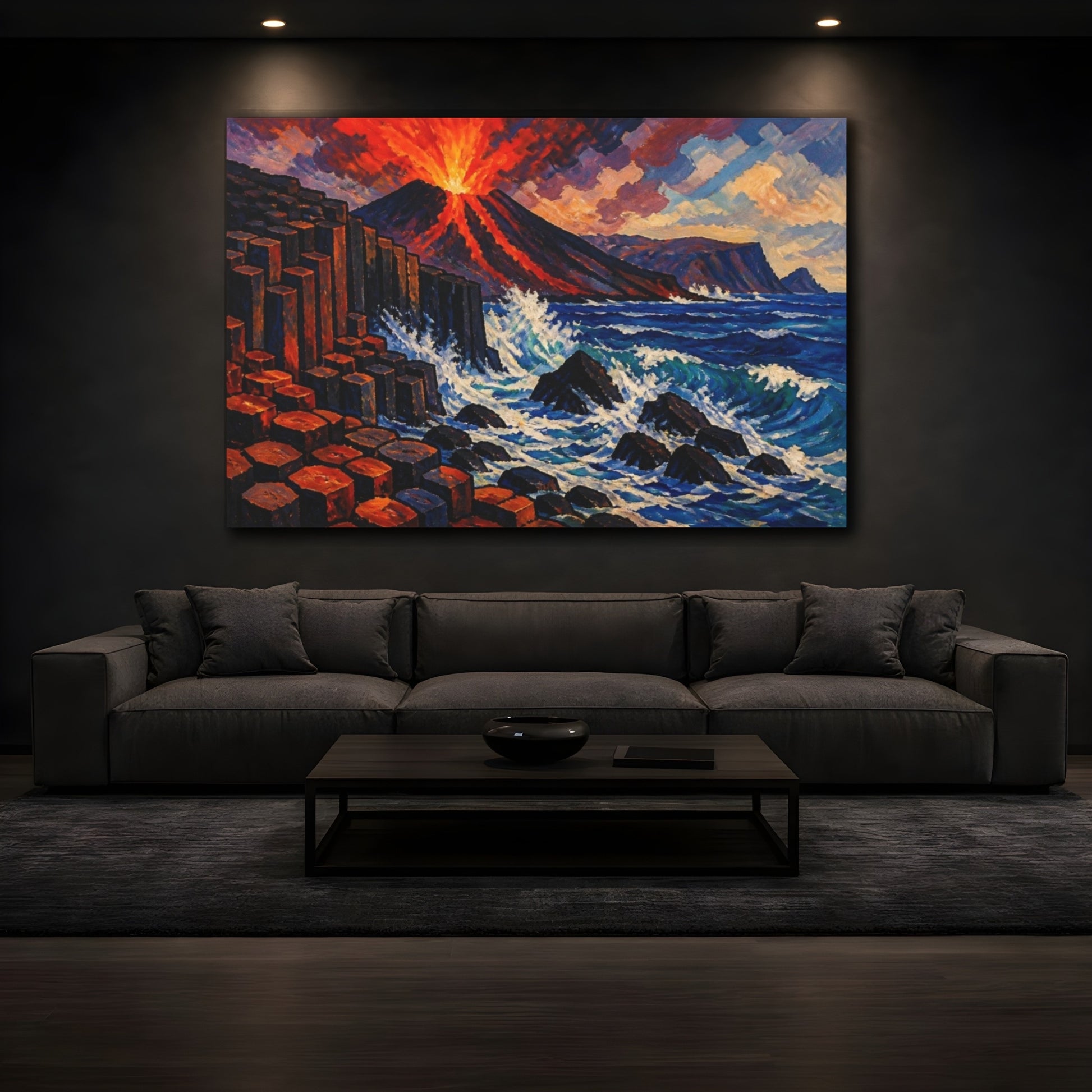 Mockup 3. Volcano Nature Shoreline shown as canvas print