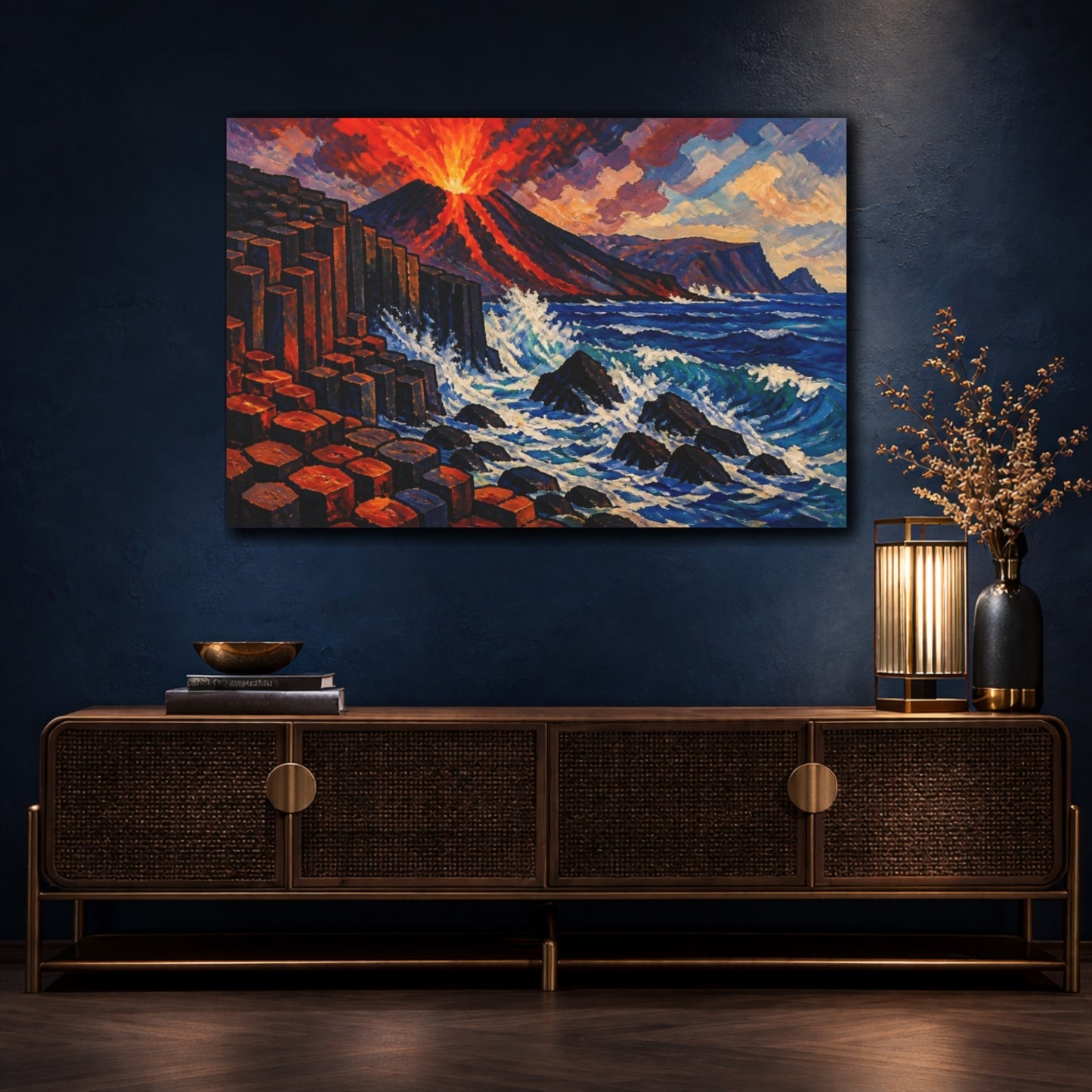 Mockup 4. Volcano Nature Shoreline shown as canvas print