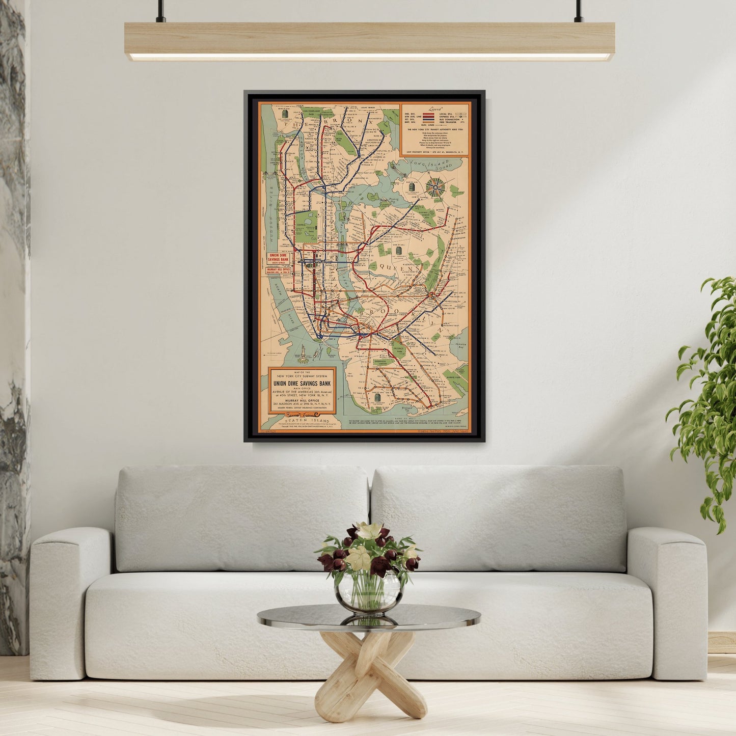 Vintage New York City Subway Map - Canvas Wall Art