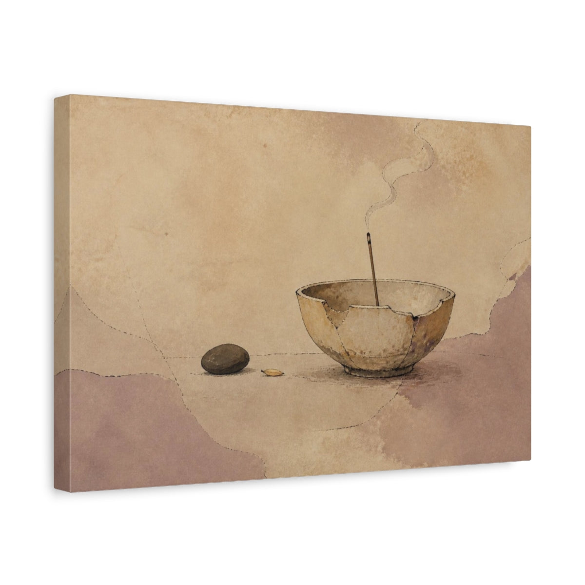 Side Mockup 4. Wabi Sabi Chipped Incense Bowl shown as canvas print