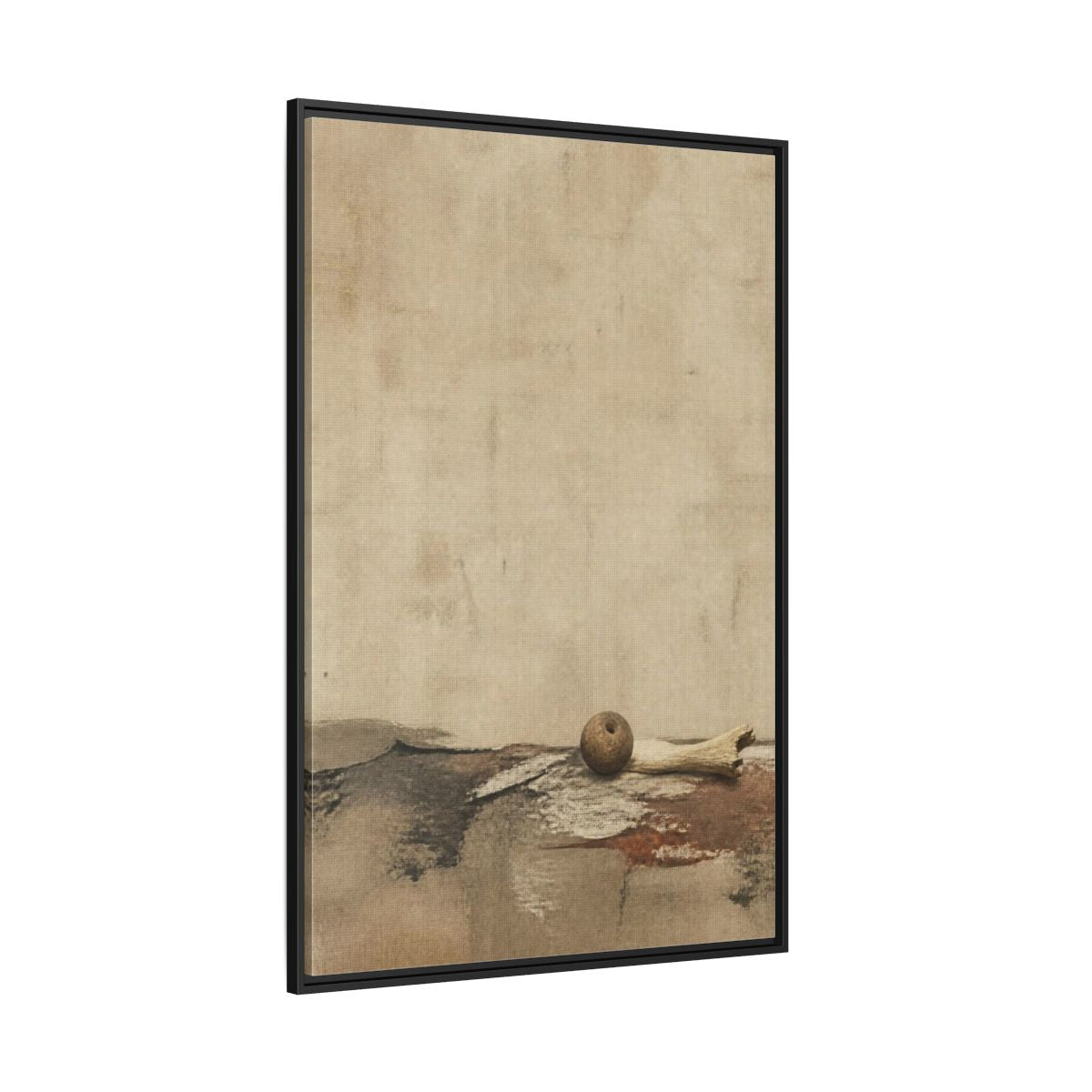 Side Mockup 12. Wabi Sabi Clay Bead shown as framed canvas print