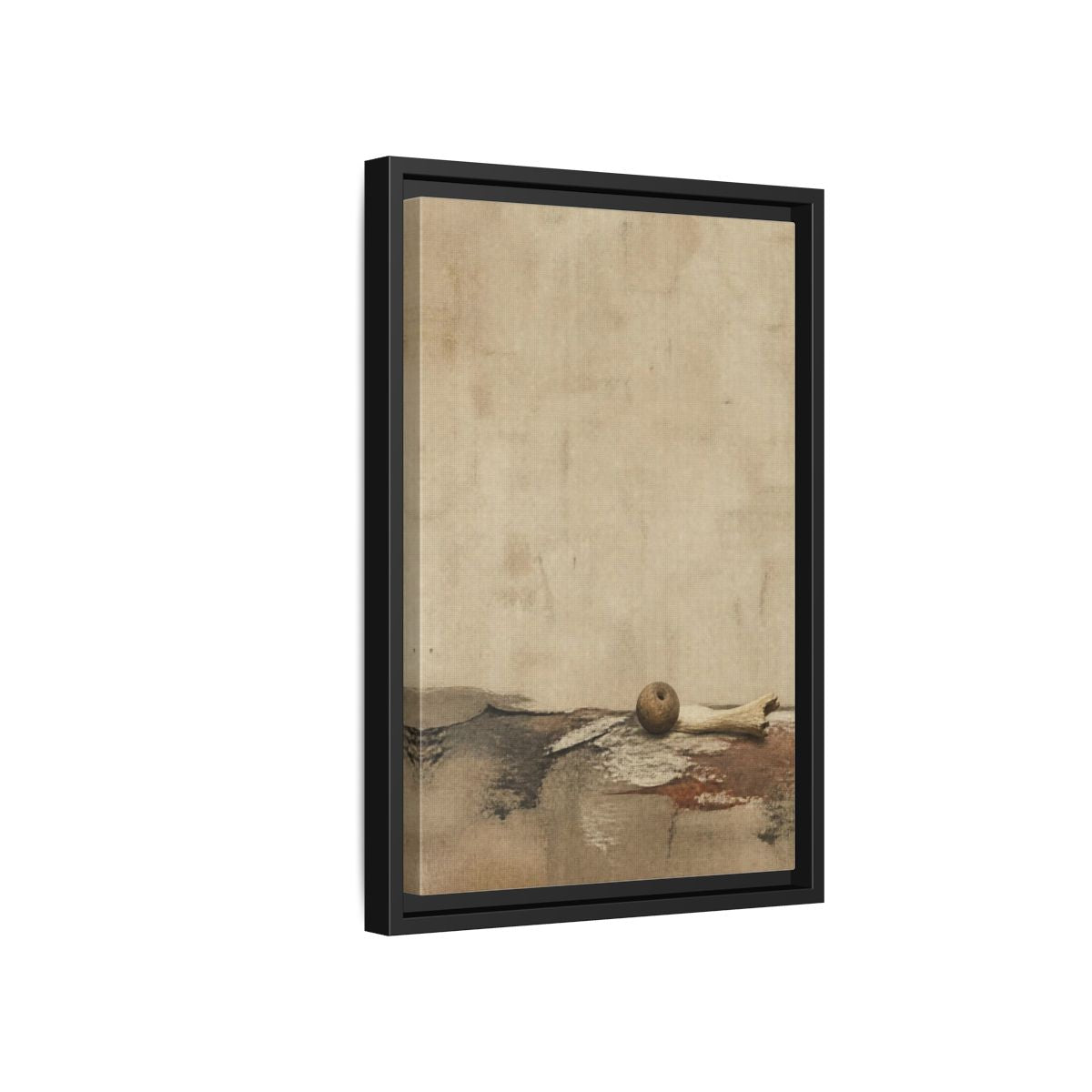 Side Mockup 6. Wabi Sabi Clay Bead shown as framed canvas print