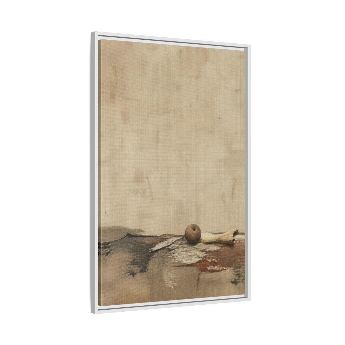Side Mockup 9. Wabi Sabi Clay Bead shown as framed canvas print