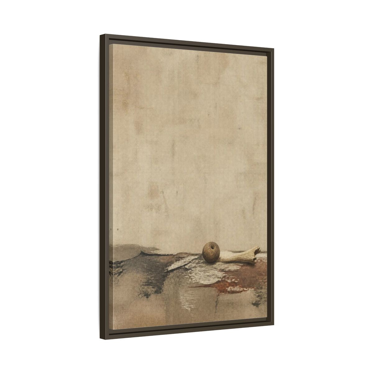 Side Mockup 11. Wabi Sabi Clay Bead shown as framed canvas print
