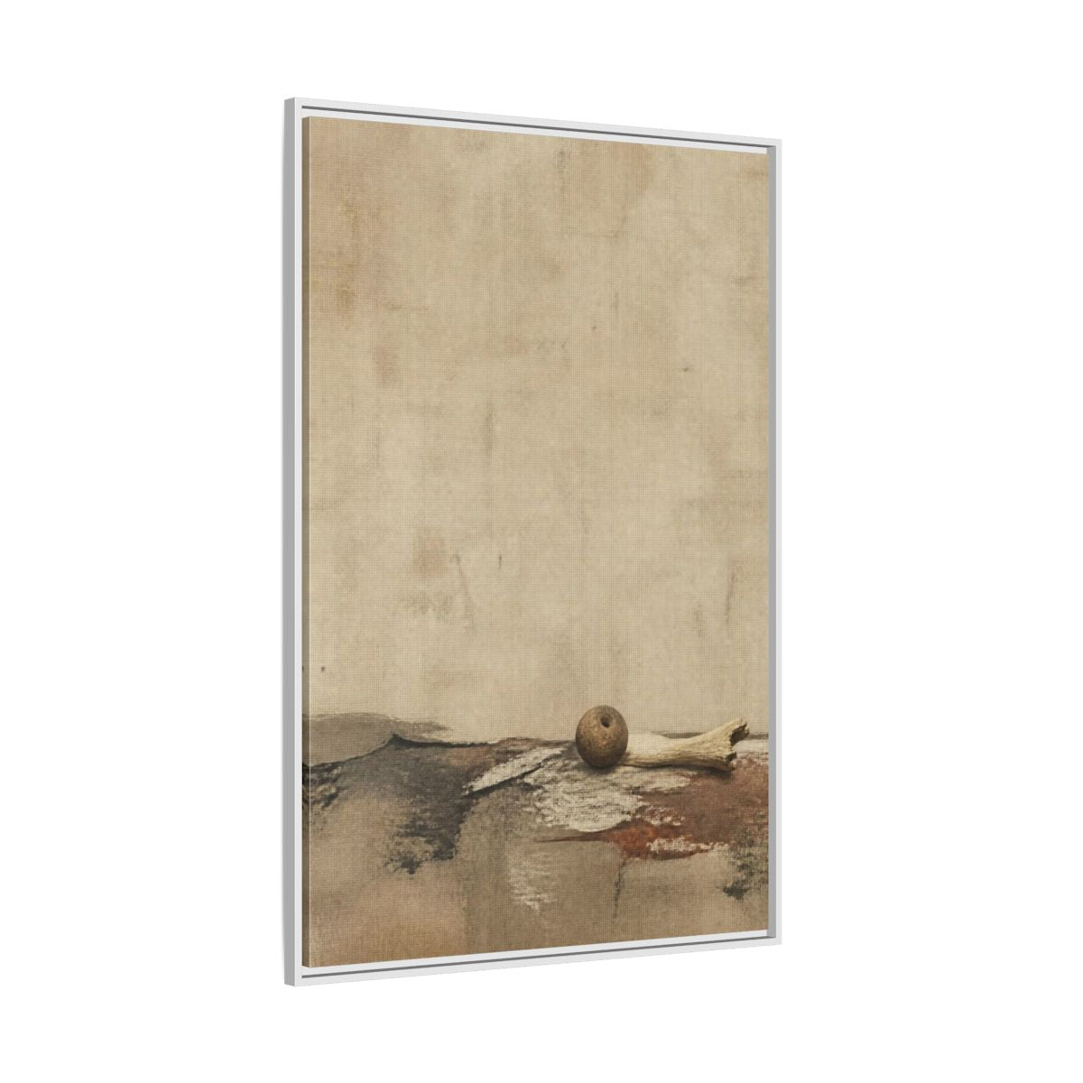 Side Mockup 7. Wabi Sabi Clay Bead shown as framed canvas print