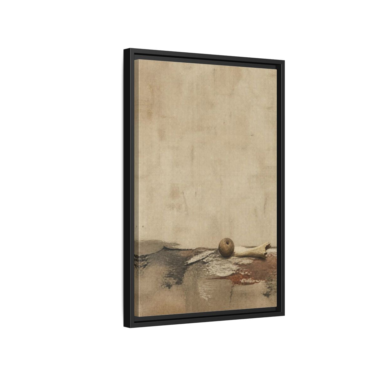 Side Mockup 3. Wabi Sabi Clay Bead shown as framed canvas print