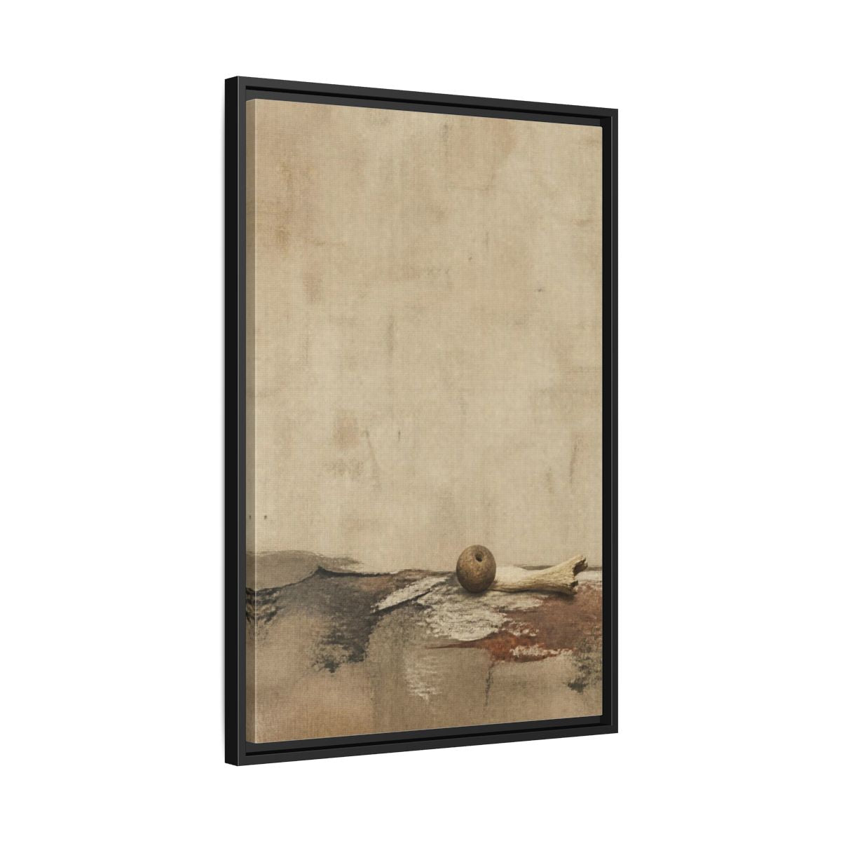 Side Mockup 14. Wabi Sabi Clay Bead shown as framed canvas print