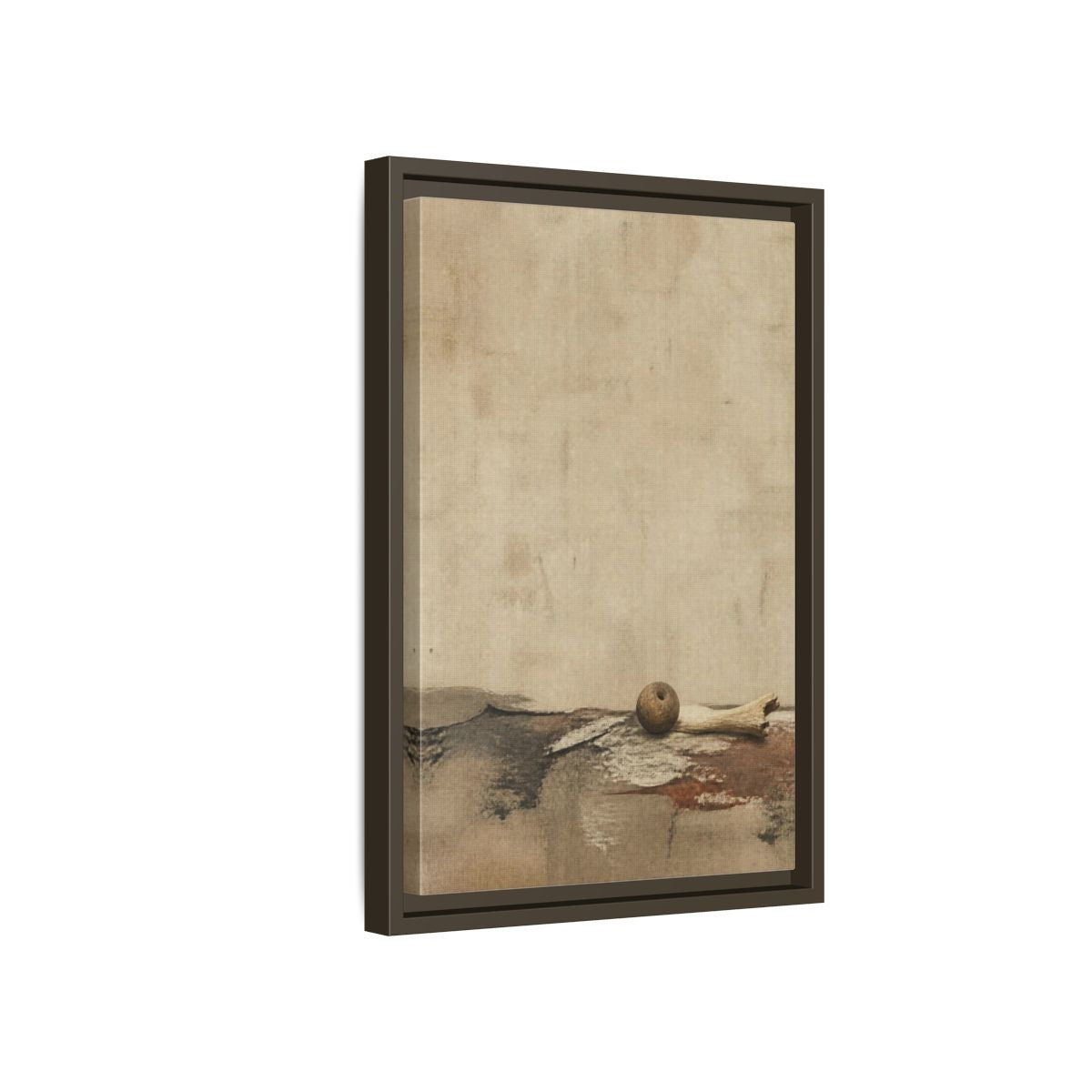 Side Mockup 5. Wabi Sabi Clay Bead shown as framed canvas print