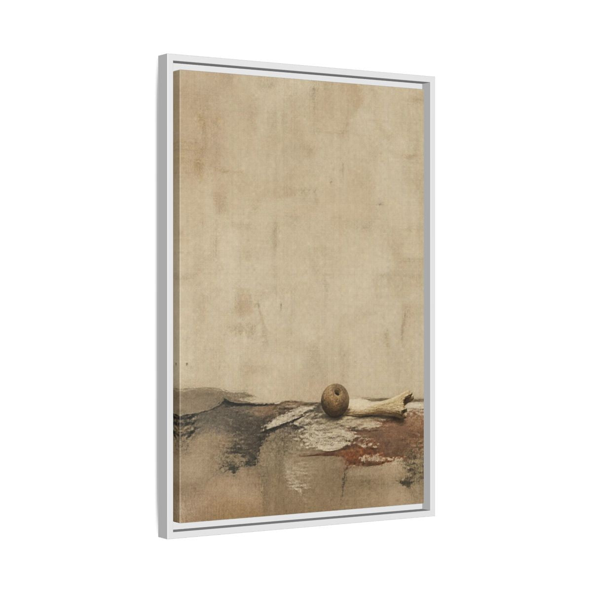 Side Mockup 10. Wabi Sabi Clay Bead shown as framed canvas print