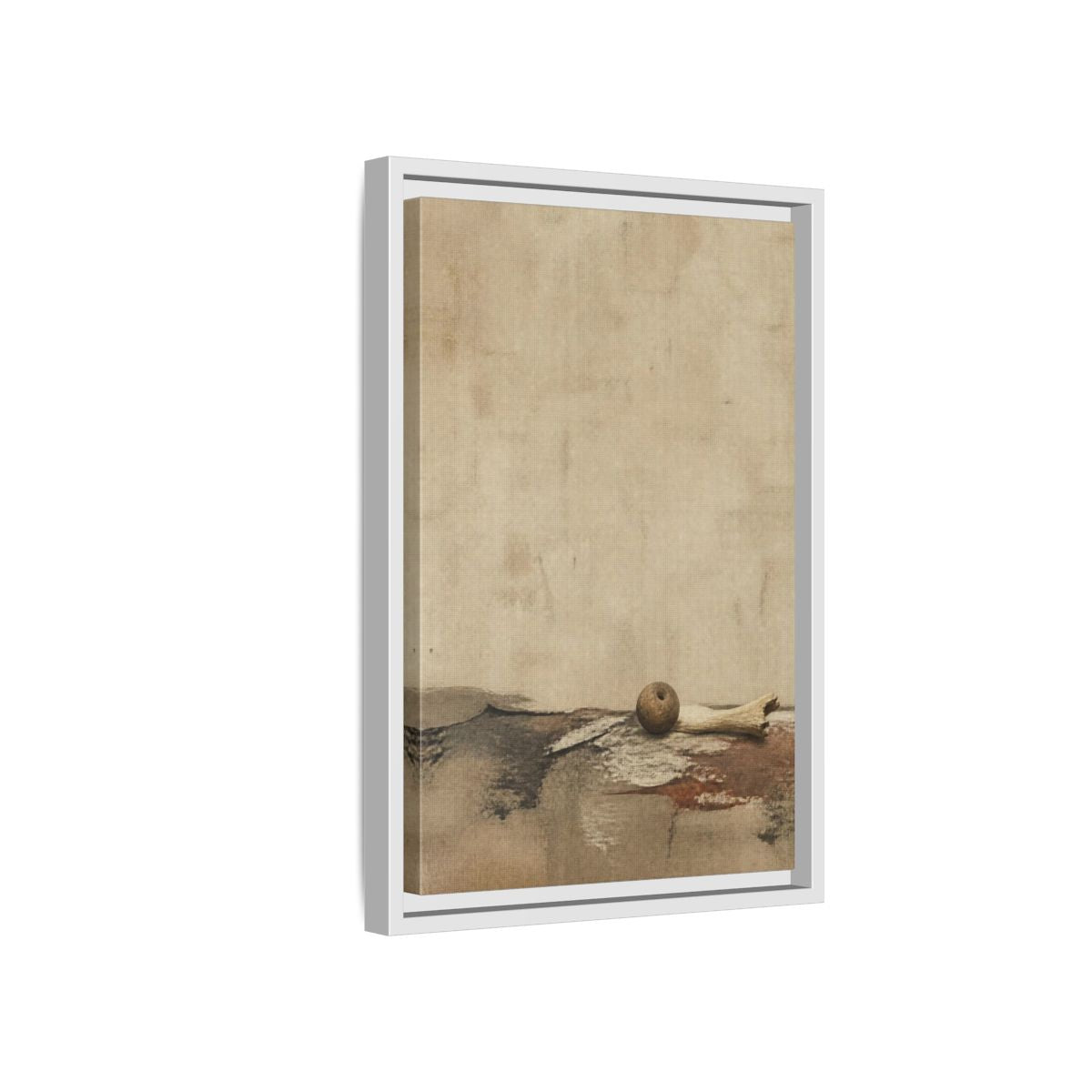 Side Mockup 4. Wabi Sabi Clay Bead shown as framed canvas print