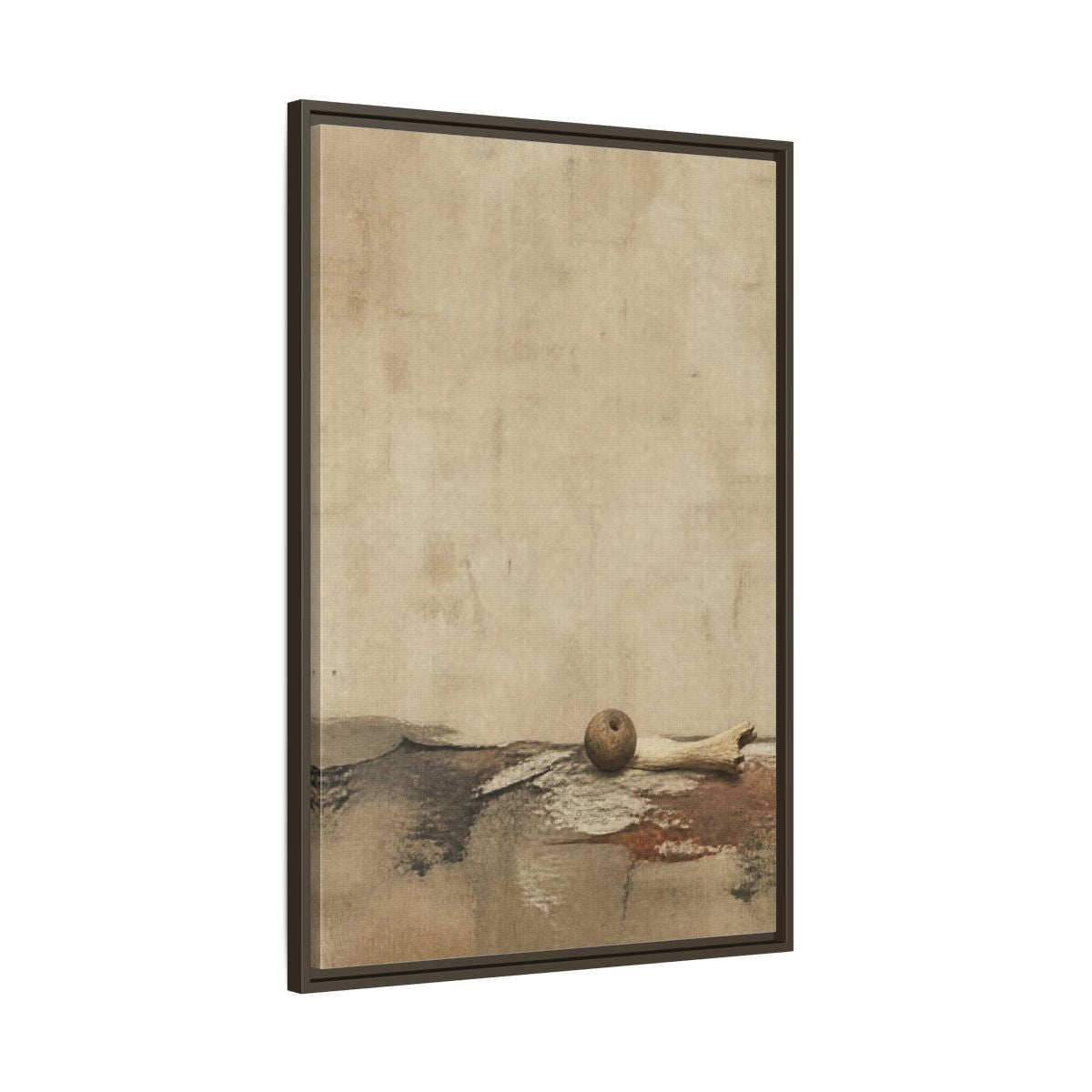 Main Mockup. Wabi Sabi Clay Bead shown as framed canvas print