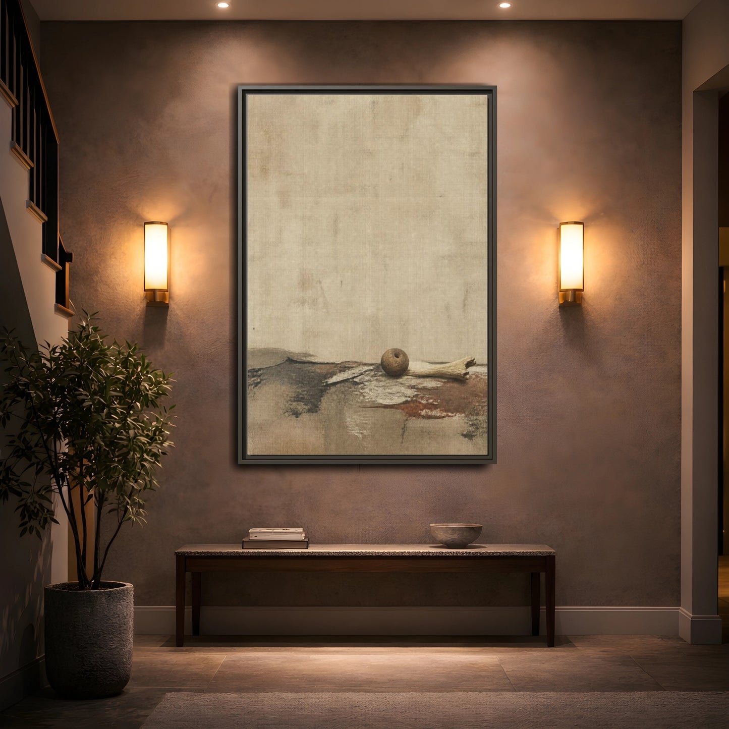 Mockup 2. Wabi Sabi Clay Bead shown as framed canvas print