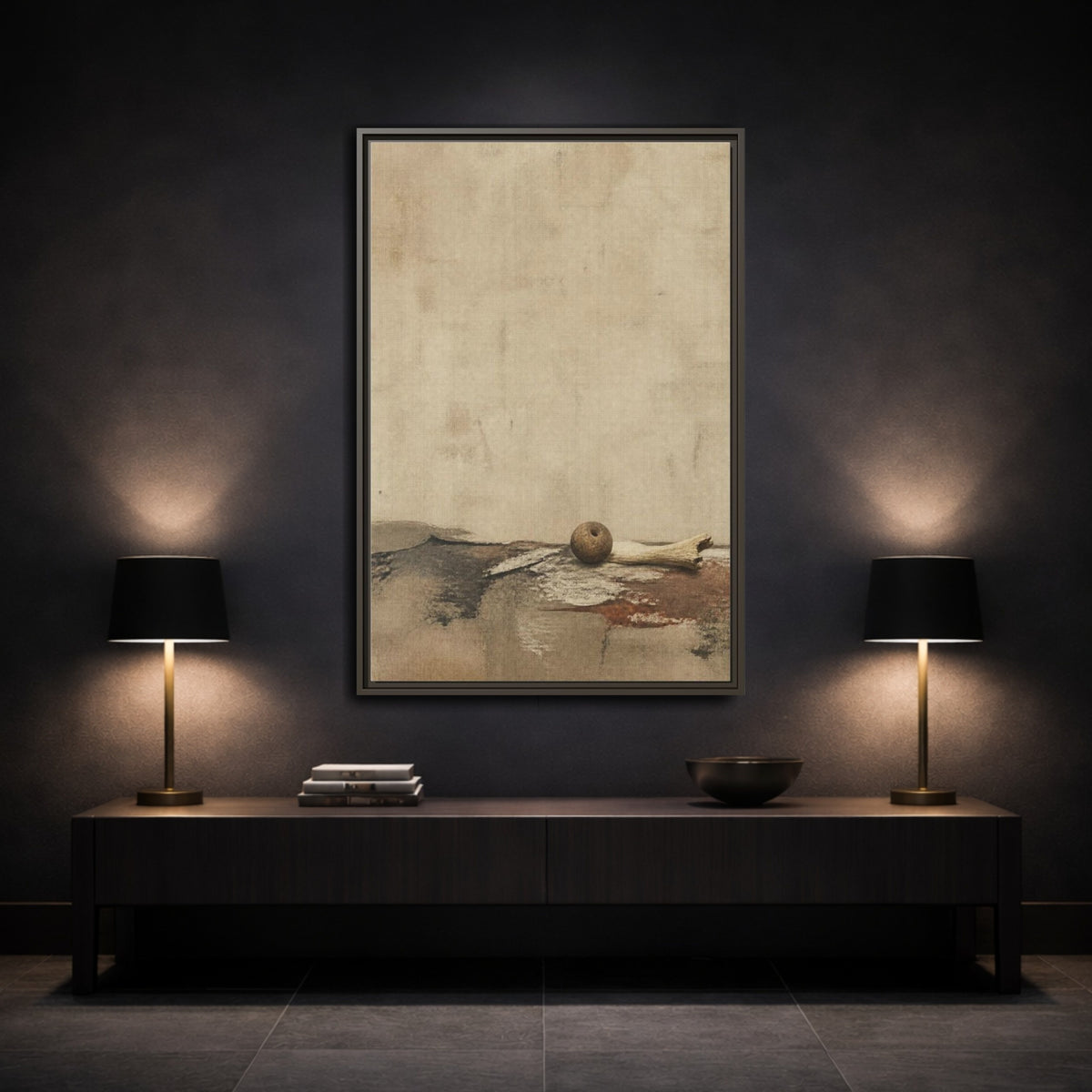 Mockup 3. Wabi Sabi Clay Bead shown as framed canvas print