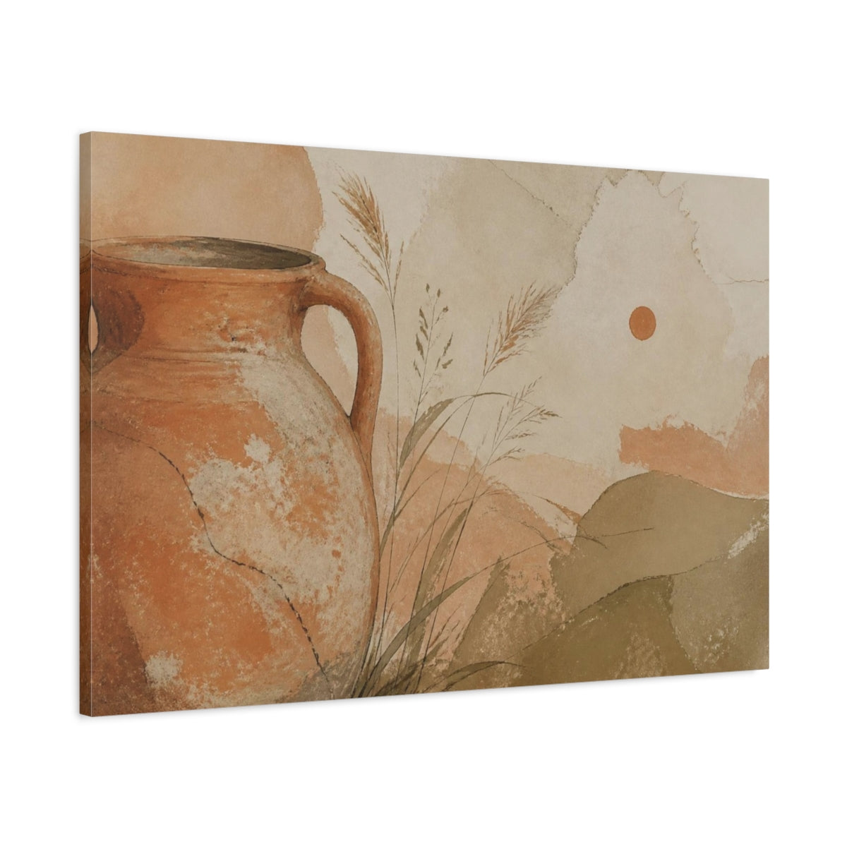 Main Mockup. Wabi Sabi Clay Pitcher shown as canvas print