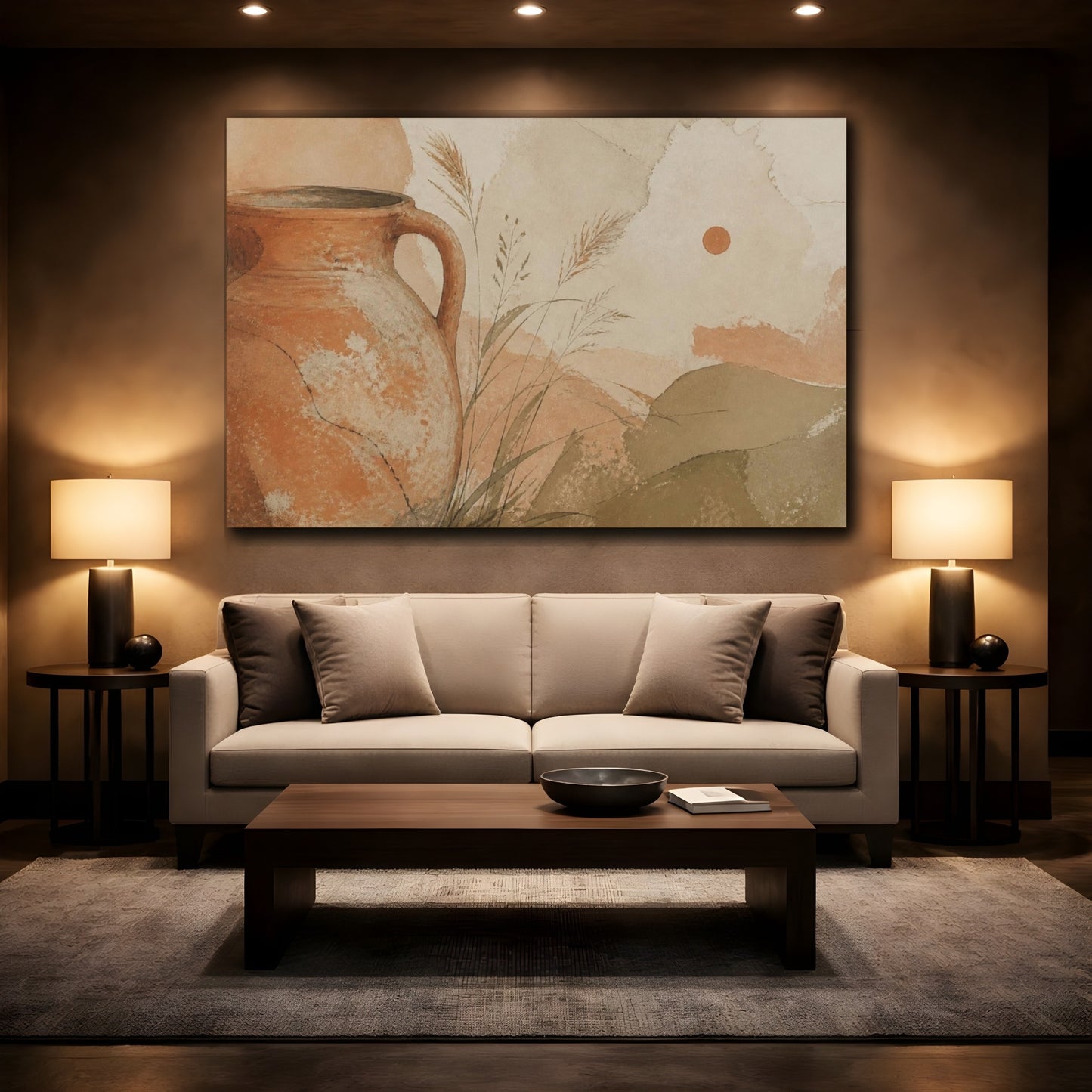Mockup 2. Wabi Sabi Clay Pitcher shown as canvas print