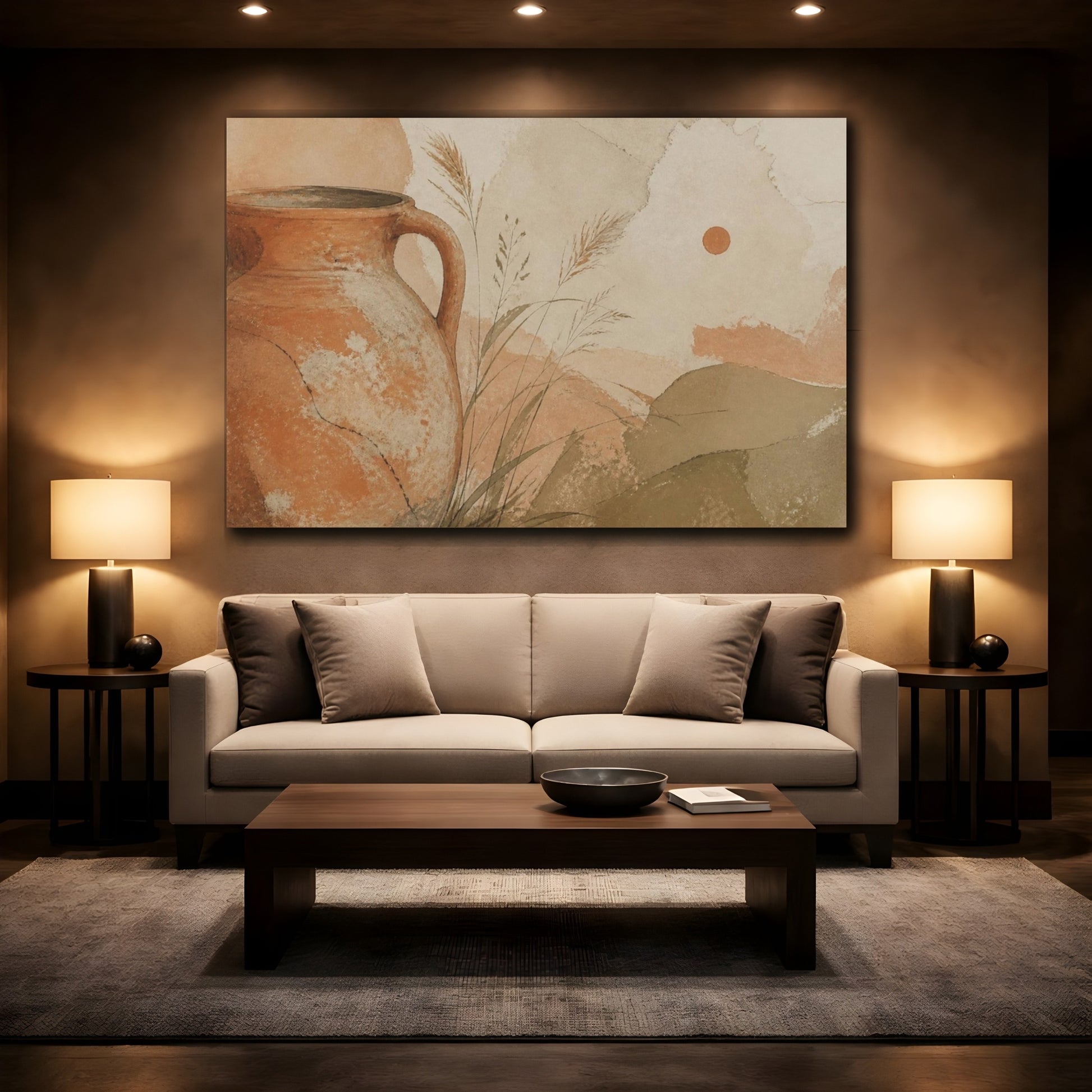 Mockup 2. Wabi Sabi Clay Pitcher shown as canvas print