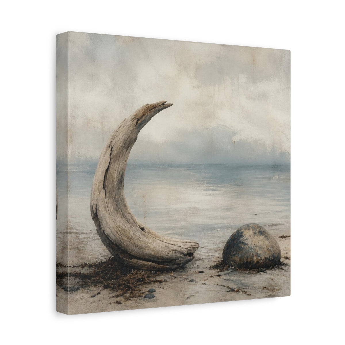 Side Mockup 8. Wabi Sabi Driftwood Crescent shown as canvas print