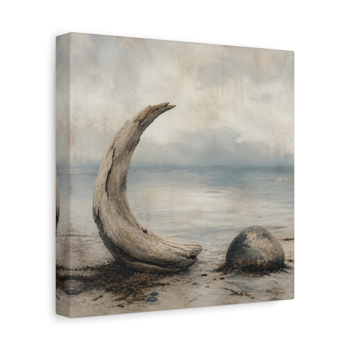 Side Mockup 9. Wabi Sabi Driftwood Crescent shown as canvas print