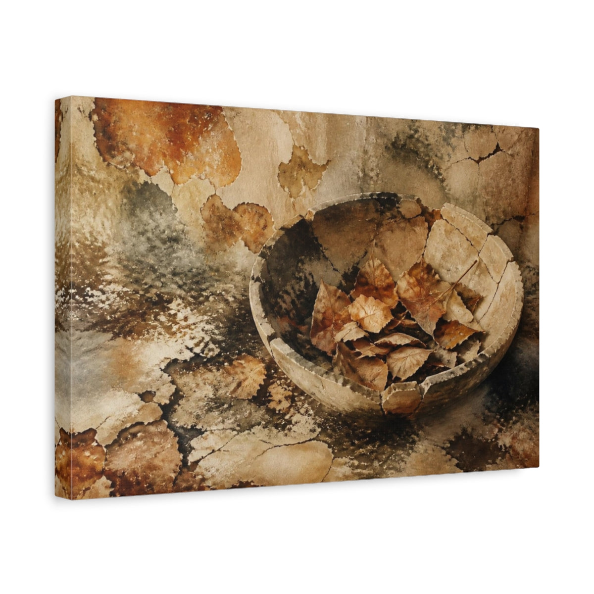 Side Mockup 4. Wabi Sabi Dry Leaves shown as canvas print