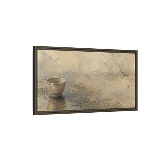 Wabi Sabi Faded Cup Framed Canvas Print Wall Art – Living Room Decor, Above Fireplace - YesArtYes