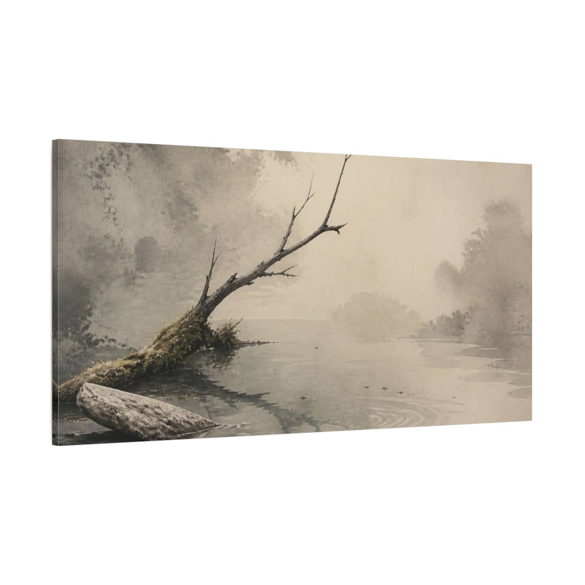 Side Mockup 2. Wabi-Sabi Fallen Branch shown as canvas print